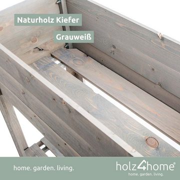 holz4home Hochbeet Hochbeet inkl. Vlies-, & Einlegefolie Naturholz Kiefer Grauweiß