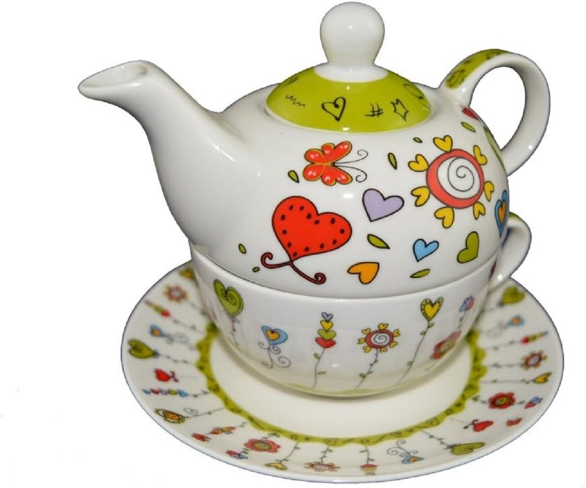 Wurm Teekanne Teekannen-Set mit Tasse+Teller grün