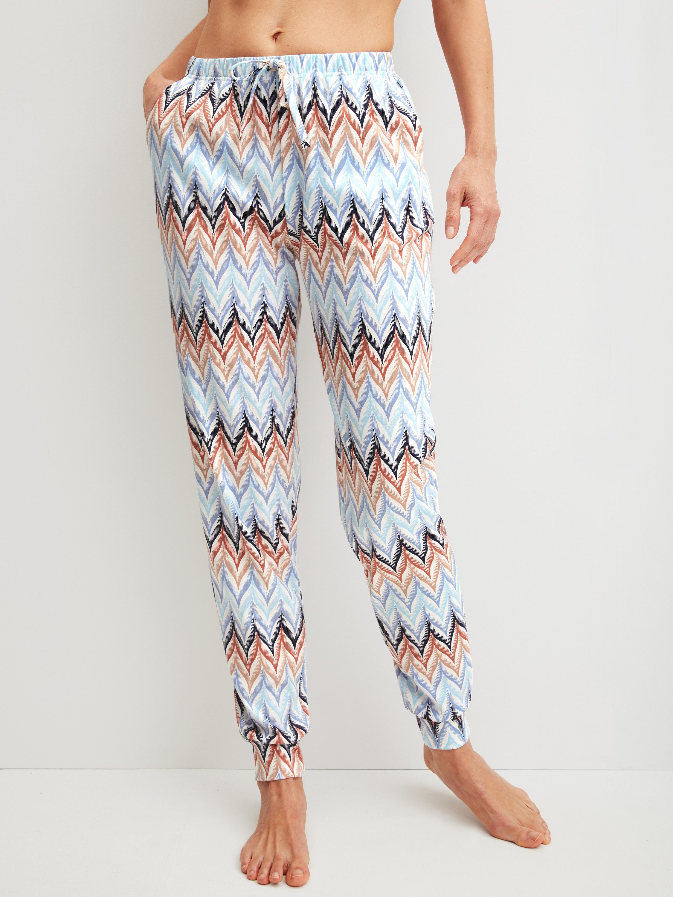 CALIDA Pyjamahose Favourites Tiles Damen (1-tlg) mit Bündchen, atmungsaktiv, pflegleicht, hautfreundlich