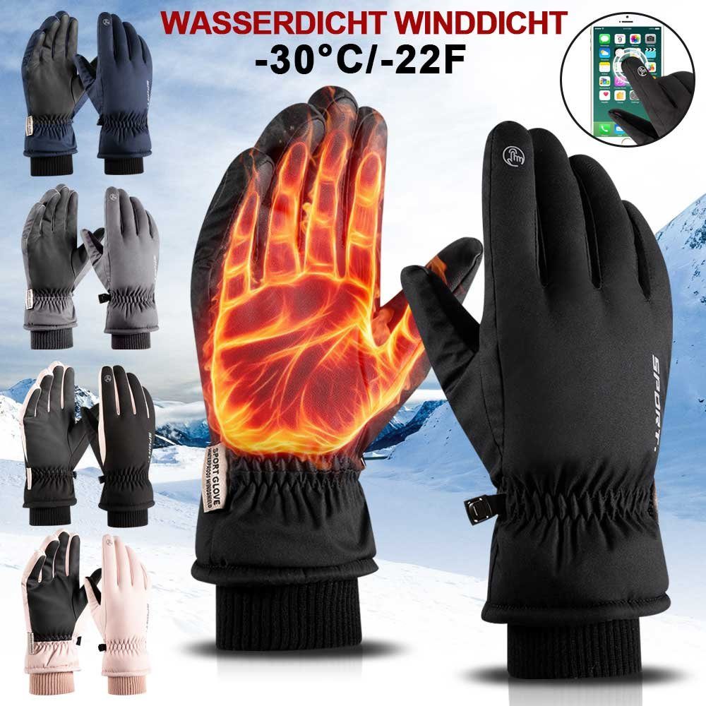 Handschuhe Touchscreen Rutschfest Radfahren Fäustlinge Skifahren für Joggen Fahren BTTO Laufen Grau Winterhandschuhe,Wasser,Handschuhe,Snowboard-Handschuhe
