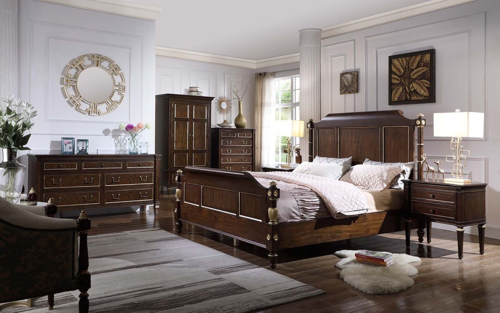 neu 2x Modern Europe In 3tlg Luxus JVmoebel Schlafzimmer-Set Made Design Set Holz, Nachttische Schlafzimmer Bett