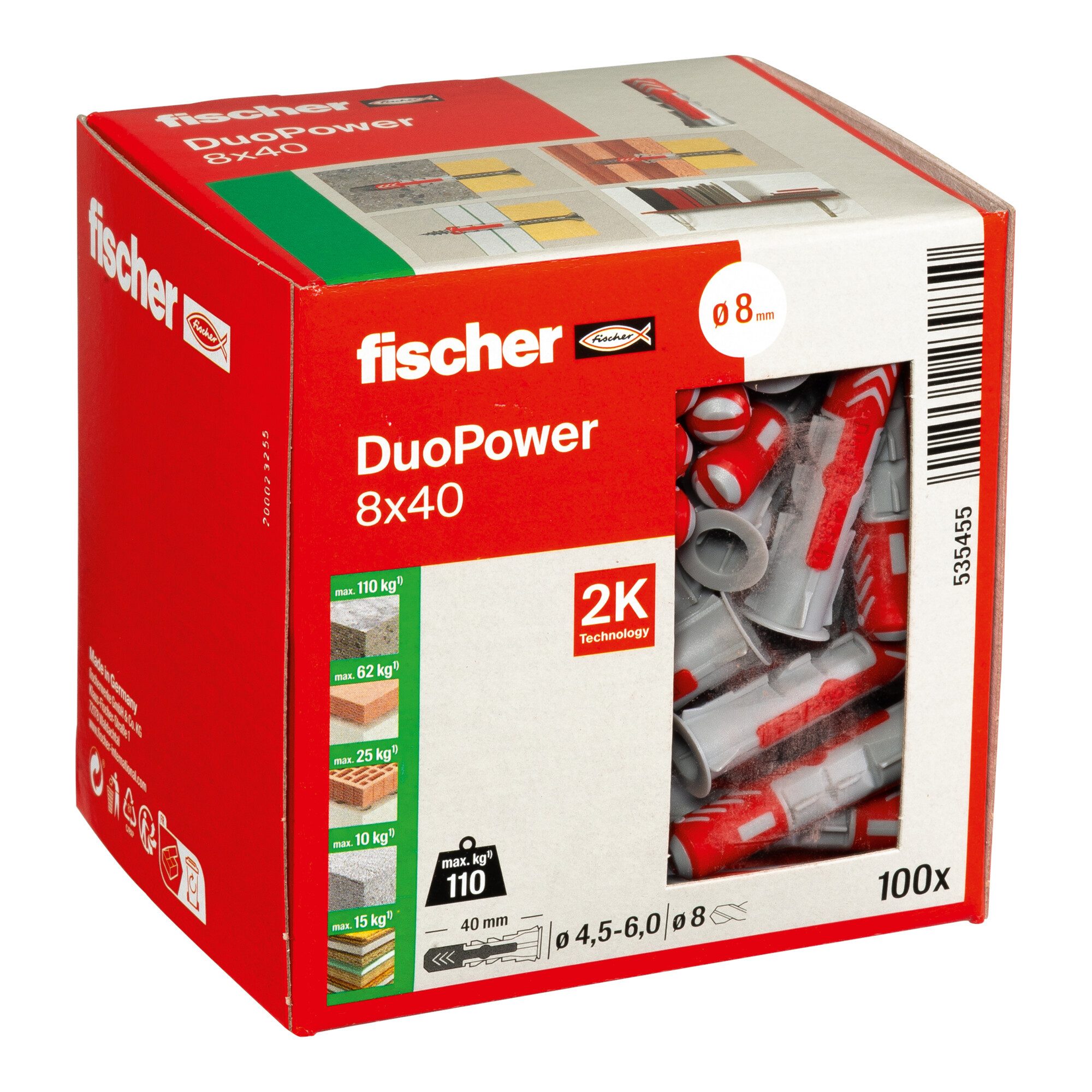 fischer Spreizdübel fischer Dübel DuoPower 8x40 LD 100 Stk