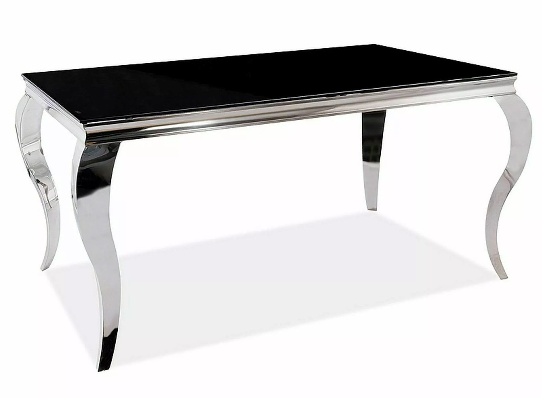 Feldmann-Wohnen Esstisch Prince (rechteckige Tischplatte 150x90cm, 1-St., Marmor Optik, stilvolles Gestell in chrom), 150x90x75cm Schwarzglas / chrom