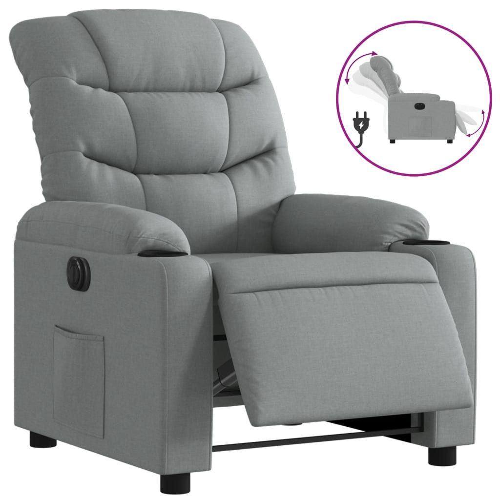 vidaXL Sessel Relaxsessel Elektrisch Hellgrau Stoff günstig online kaufen