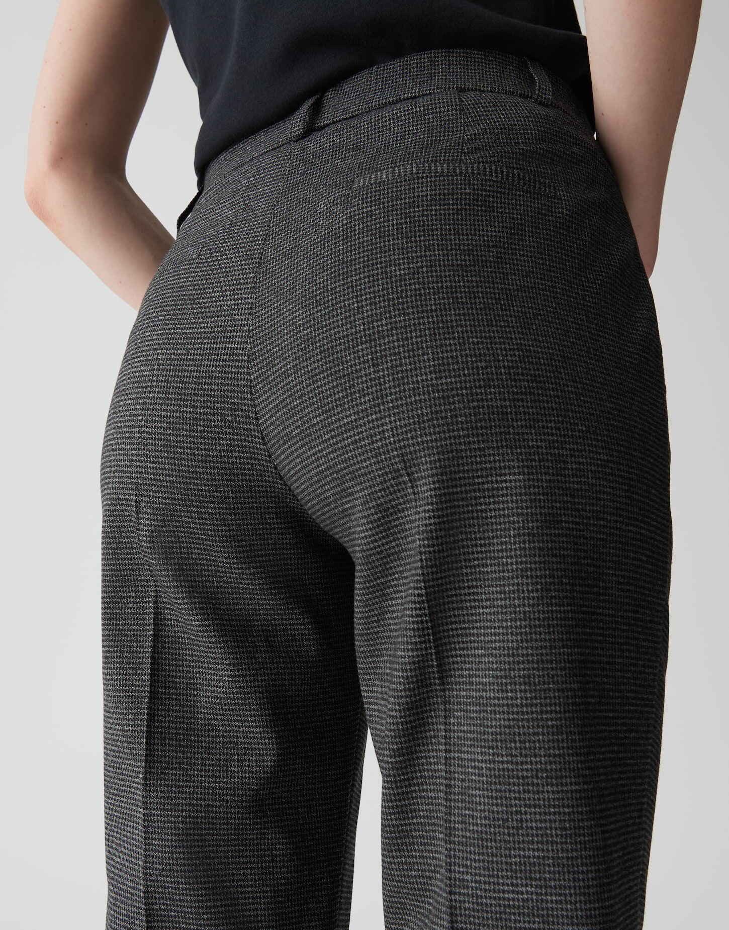 OPUS PANTS Stoffhose LANIA FUNK mit Pepitamuster Ankle, Ecovero Viscose, Aufschlag am Saum