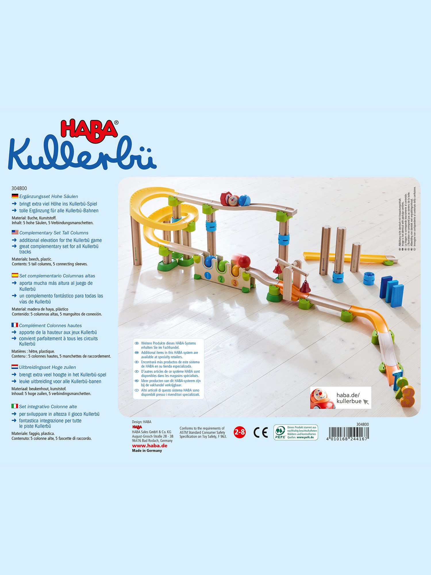 Haba Kugelbahn-Bausatz Kullerbü – Ergänzungsset Hohe Säulen, unisex neutral