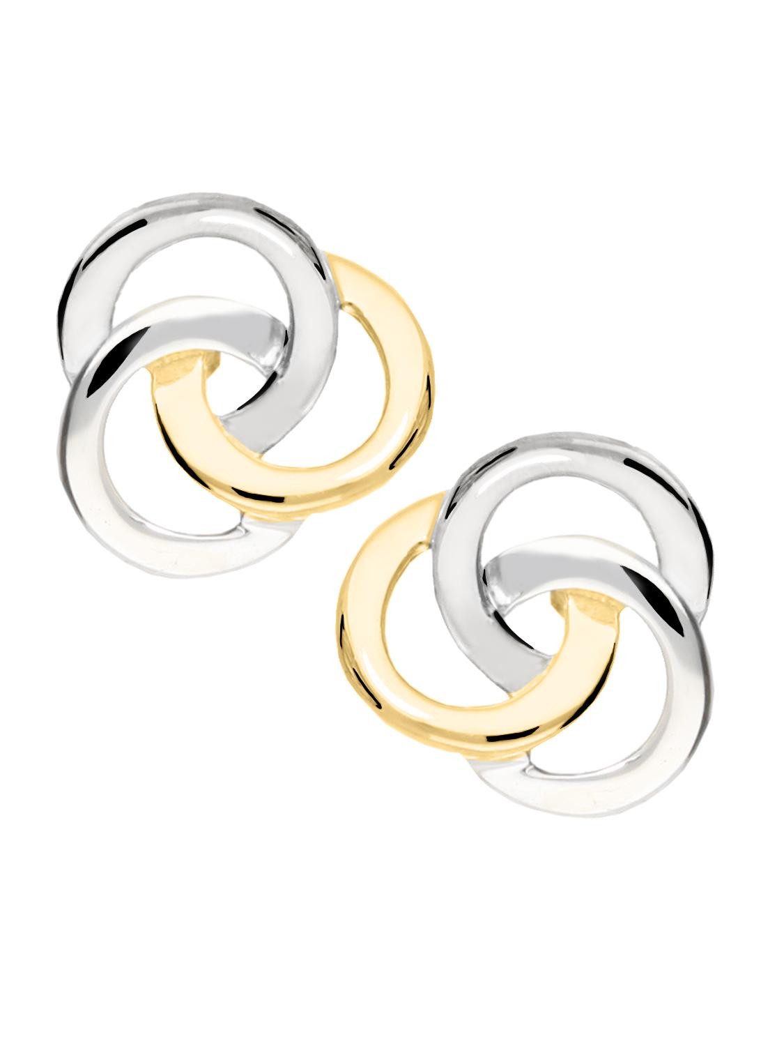 My Gold Paar Ohrstecker Ohrringe Damen Sterling Silber 925 Bicolor (Teilvergoldung) - Margot (Set, 2-tlg., inkl. Schmuckbox), Geschenke