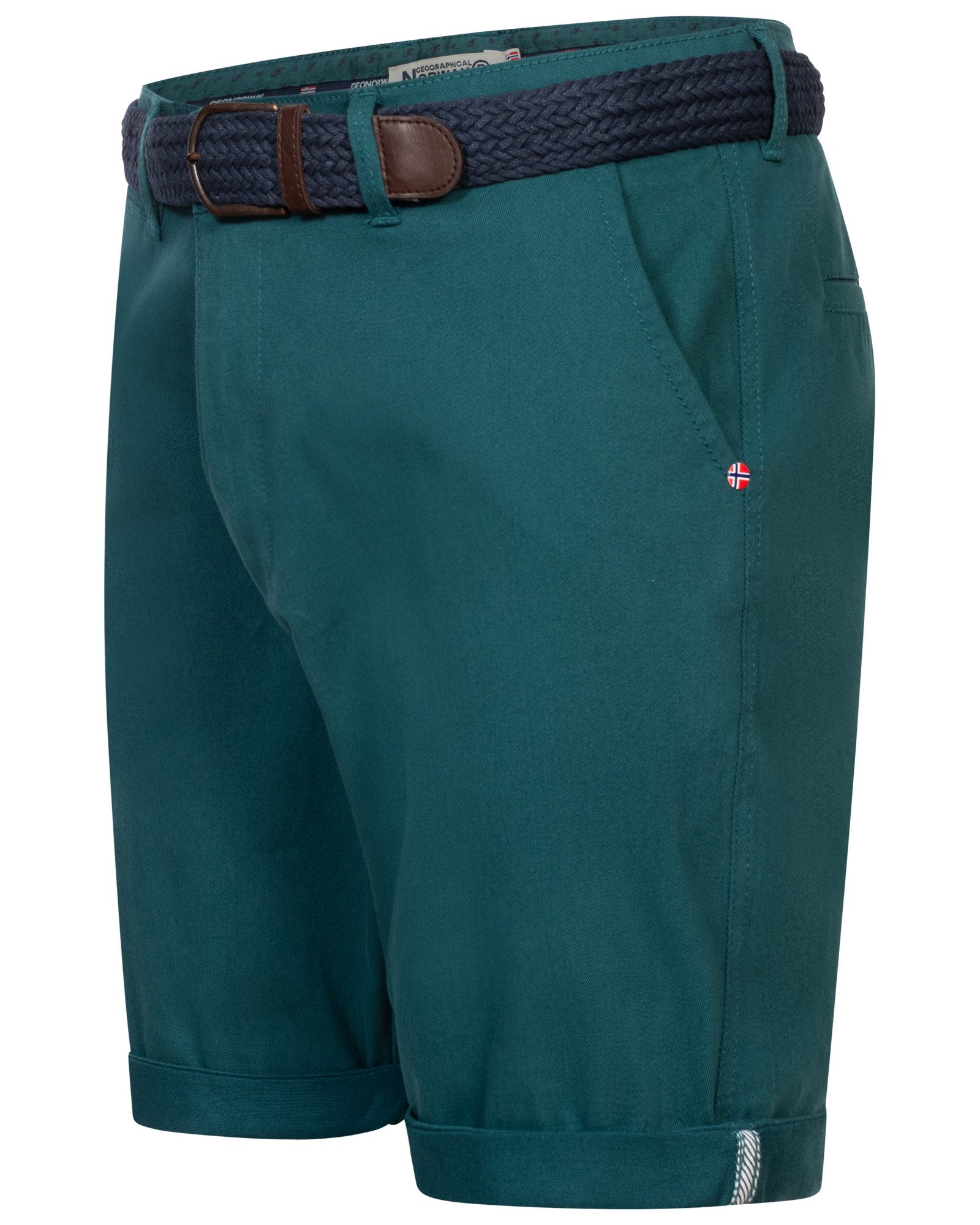Geographical Norway Bermudas Chino Shorts kurze Hose Bermuda Knielang Stoff bequem mit Gürtel short – Bild 3 von 5