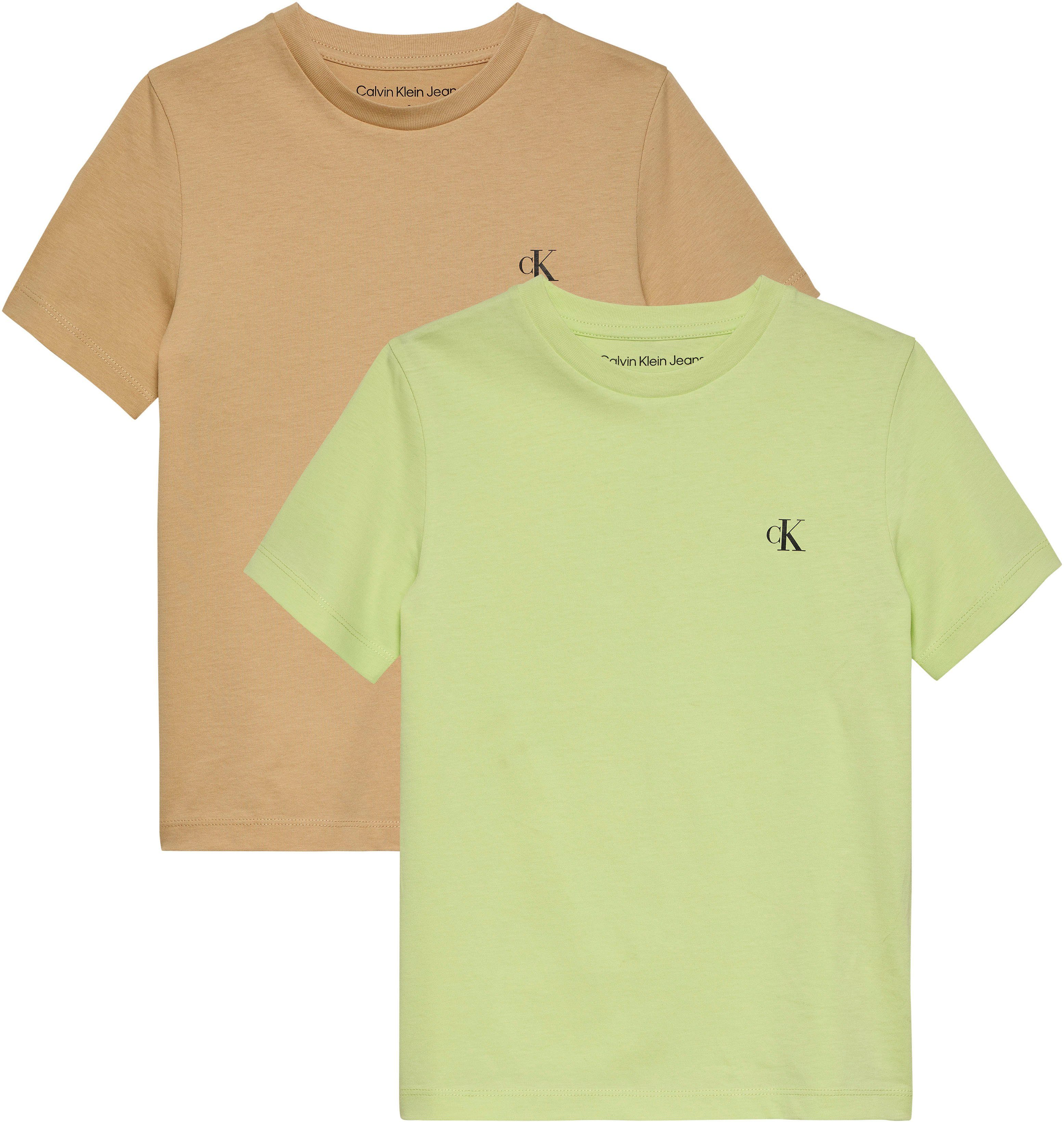 Leerung Calvin Klein Jeans MONOGRAM Sand Logodruck Exotic mit 2-PACK Mint T-Shirt Warm TOP 