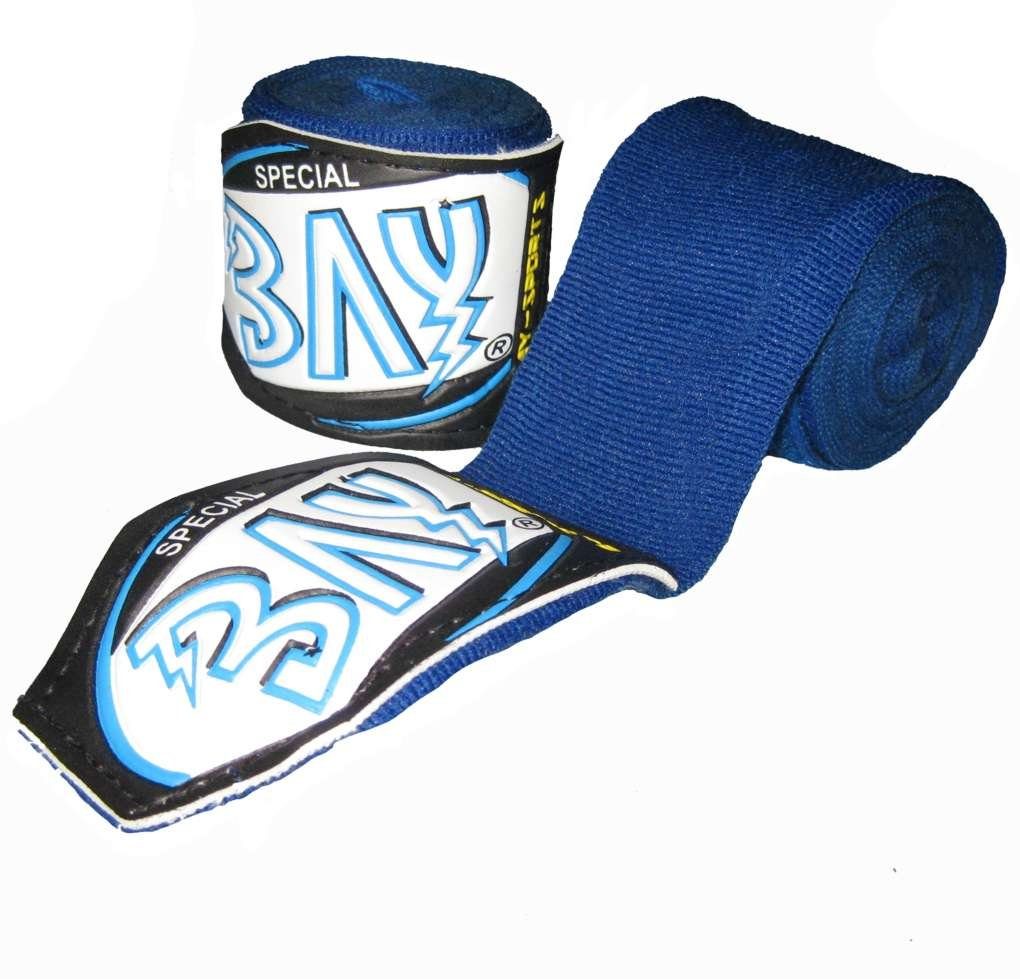 BAY-Sports Boxbandagen Look 3,5 m Box-Bandagen Handbandagen Boxen Kickbox blau