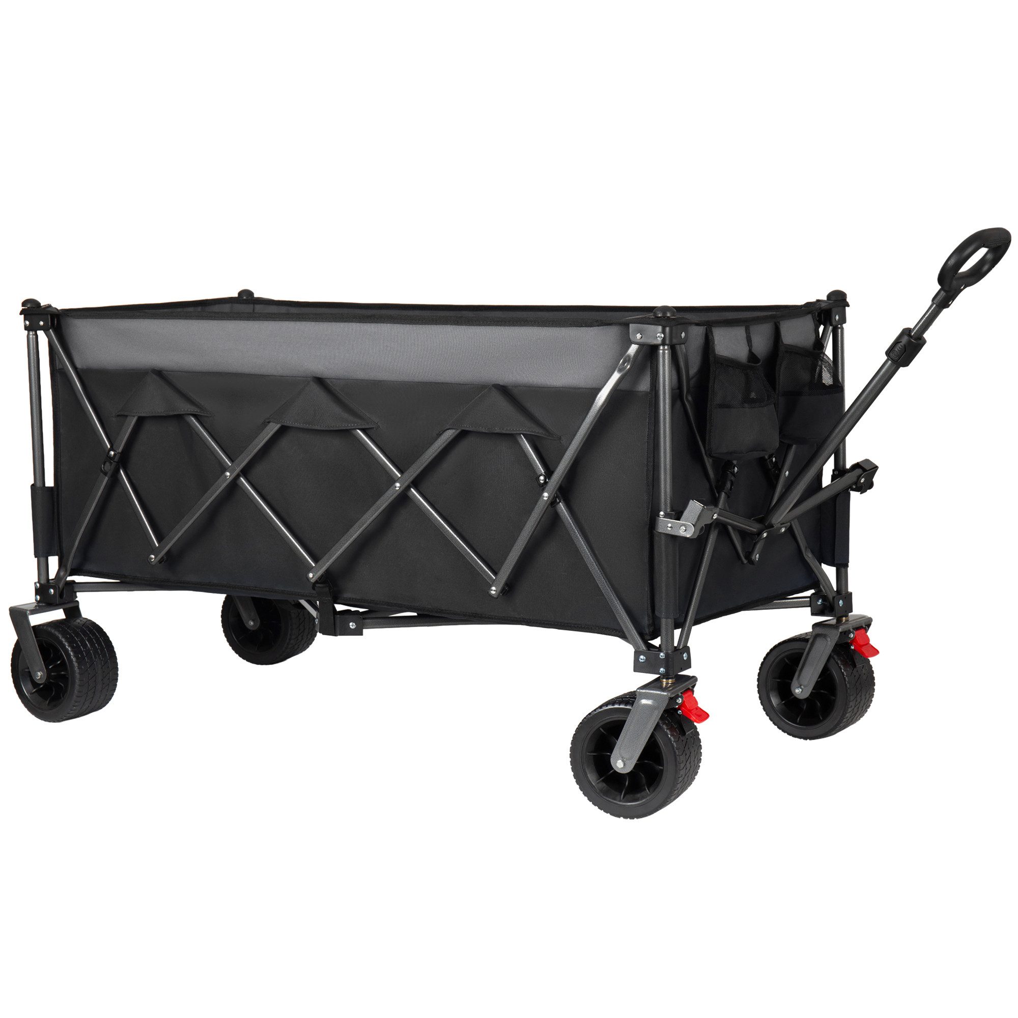 CHICFURN Bollerwagen XXXL Faltbarer Handwagen mit 300L Volumen (Packung, 1-tlg., 250 kg belastbar mit All-Terrain-Rädern 17 x 10 cm), 130 cm Länge, Schwarz