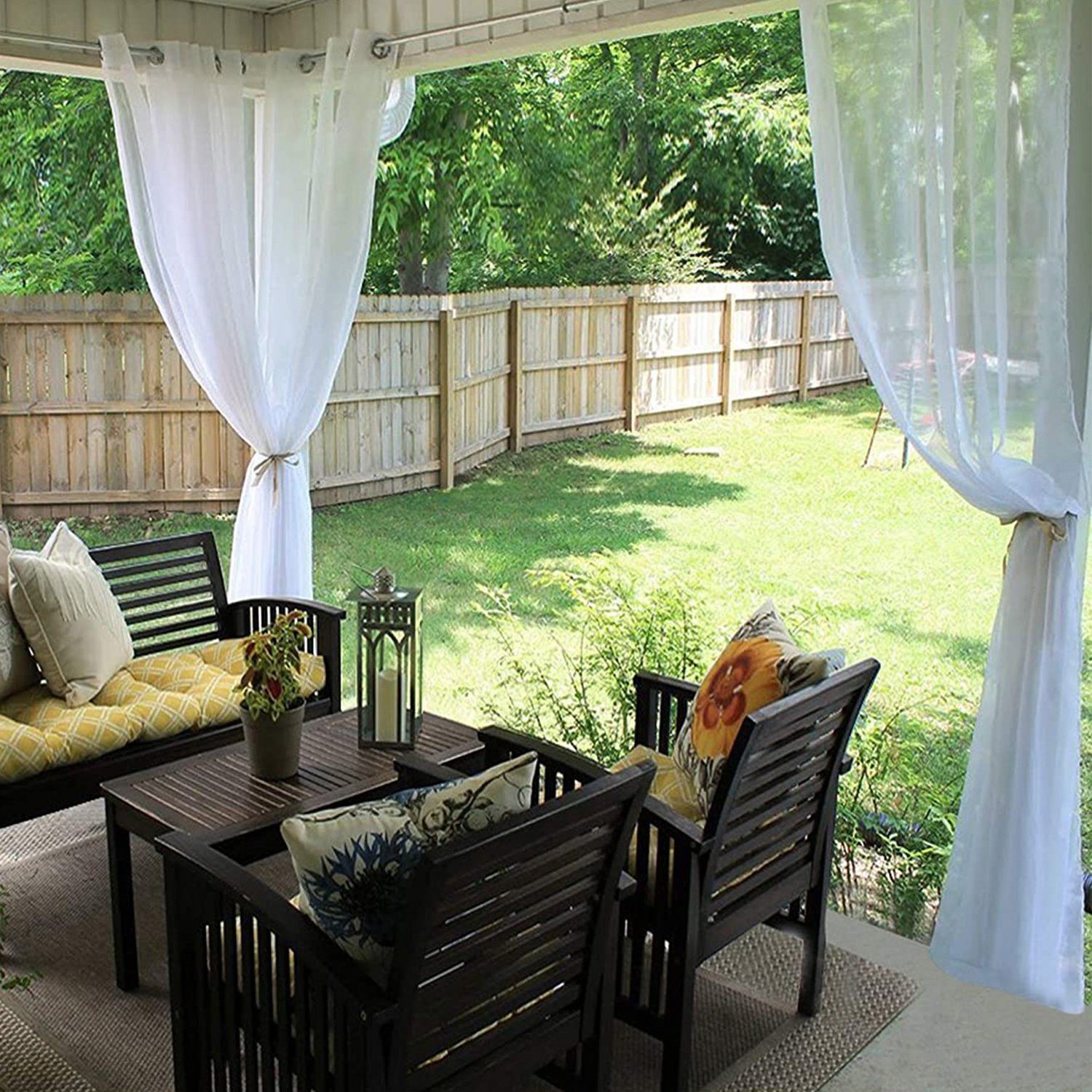 Vorhang Outdoorgardine Wetterfest (1 Gardinen, Terrasse, Ösen Für Weiß mit Sunicol, Voile Sonnenschutz St), Terrasse Sichtschutz Balkon Vorhänge