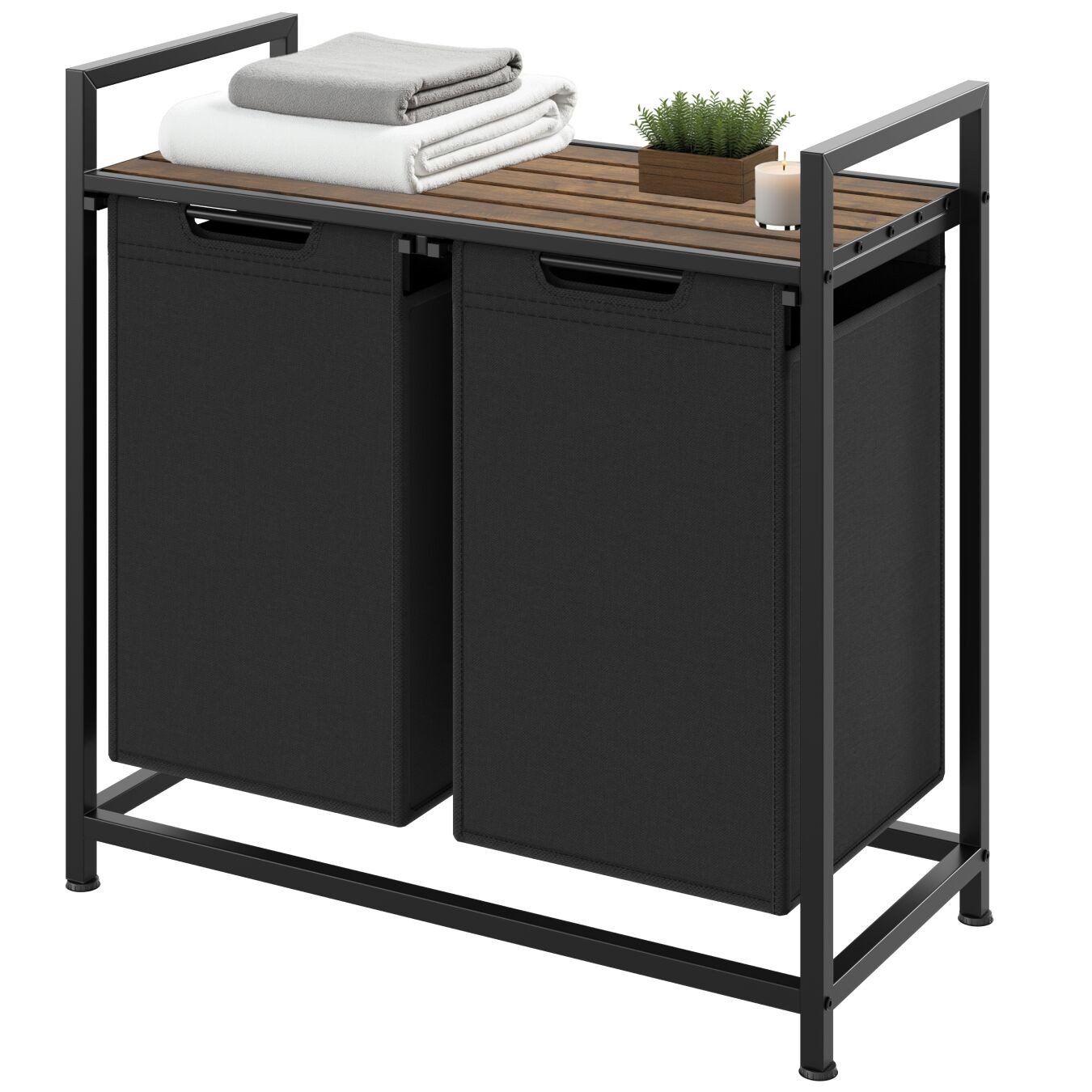 tectake Wäschekorb Wäschesortierer, Industrial-Style, 2 oder 3 ausziehbare Fächer