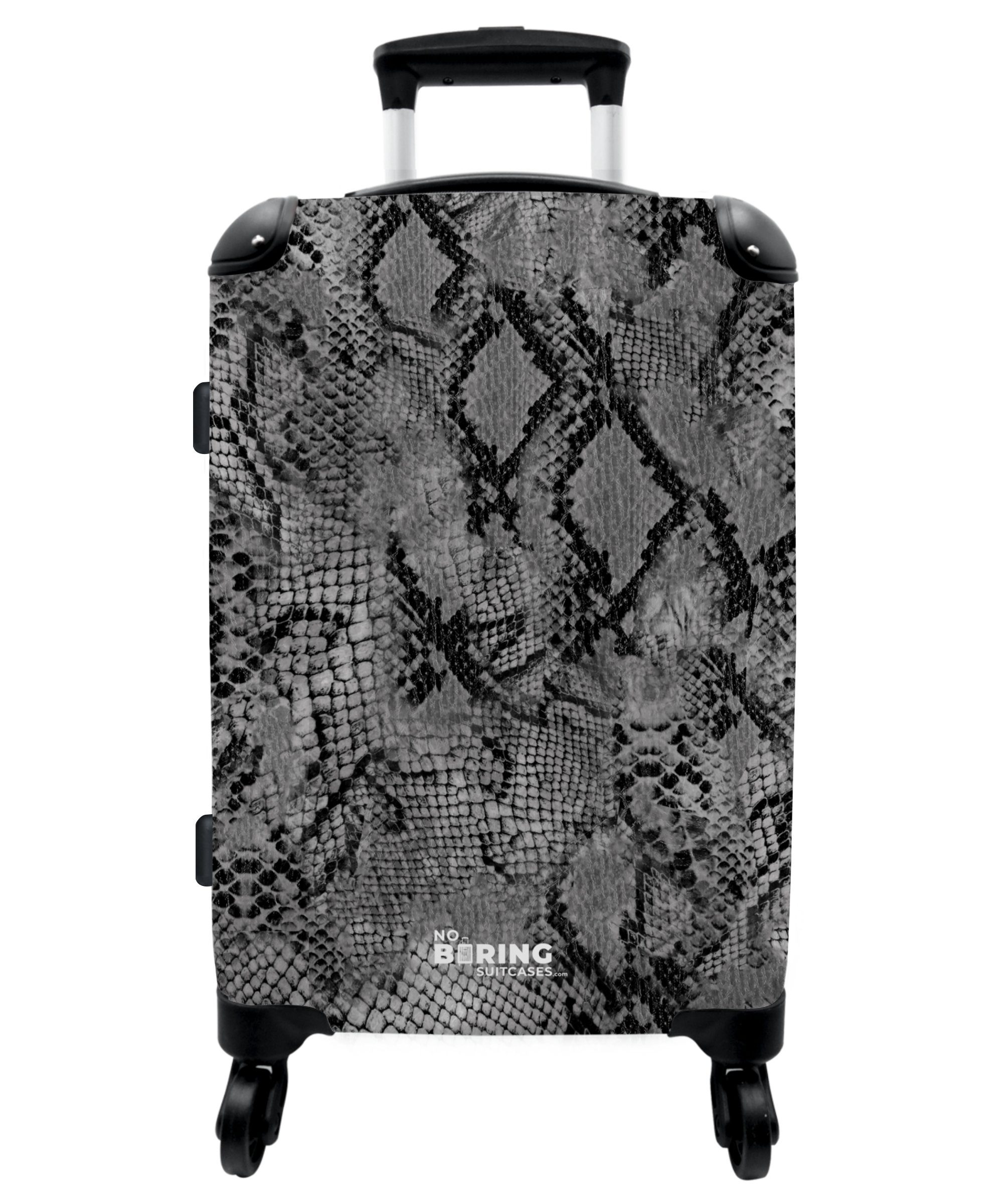 Große - Koffer NoBoringSuitcases.com© 67x43x25cm - - Aufgabegepäck Rollen, Grau 4 mit Tiermuster Rollkoffer 4 Schwarz, Trolley Rollen Reisekoffer - Schlange