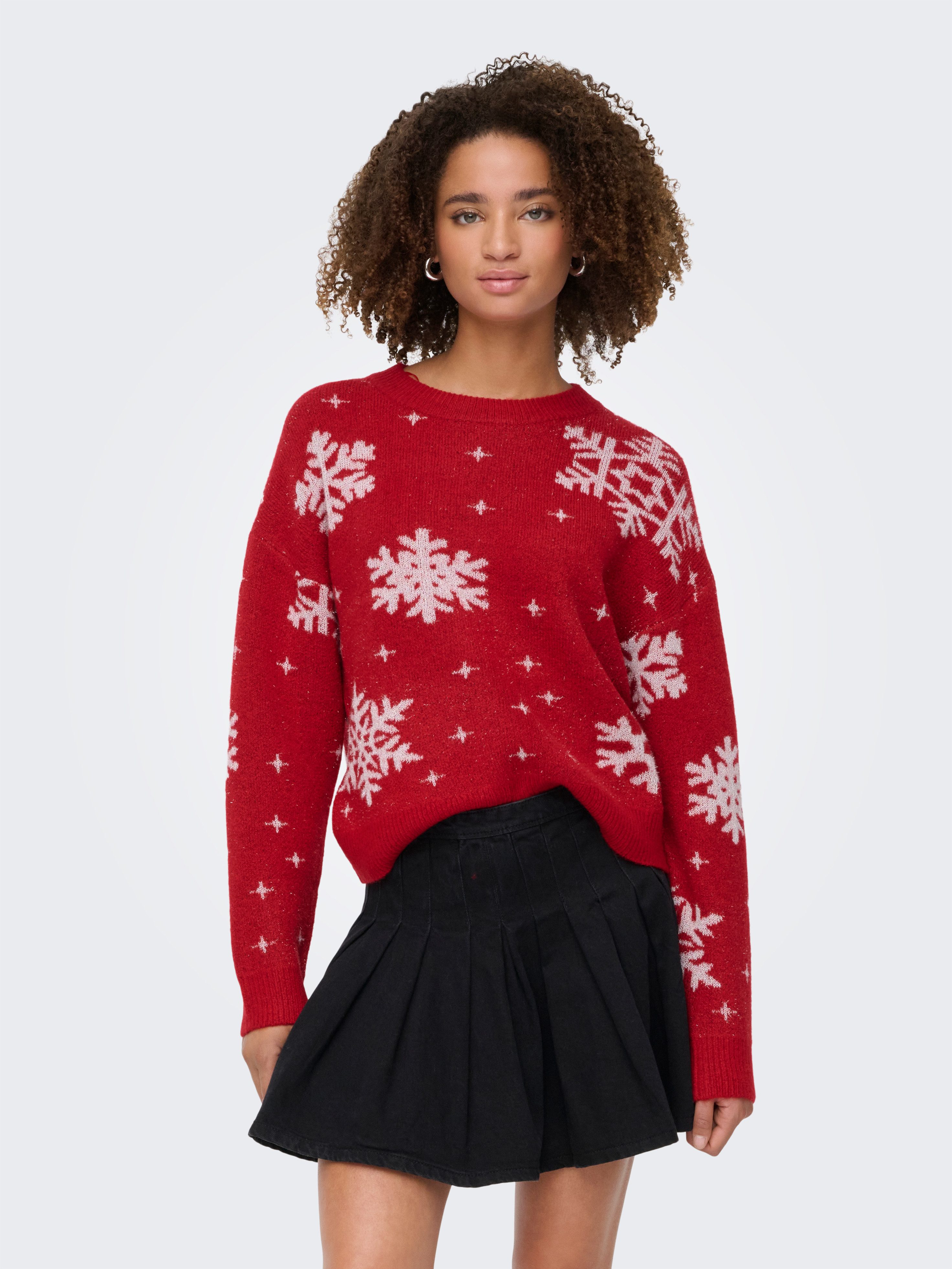 ONLY Weihnachtspullover ONLXMAS ROLFA LS ONECK SNOWFLAKES KNT