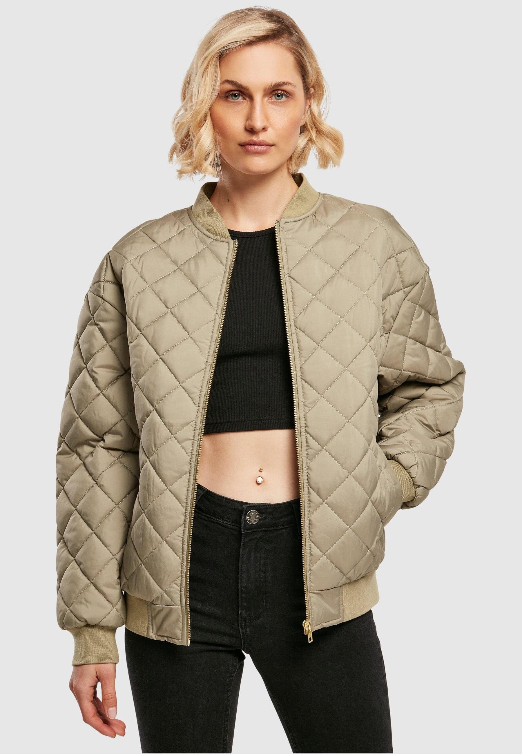 Sommerjacke khaki Damen Quilted Jacket Bomber Oversized (1-St) URBAN CLASSICS Ladies Diamond