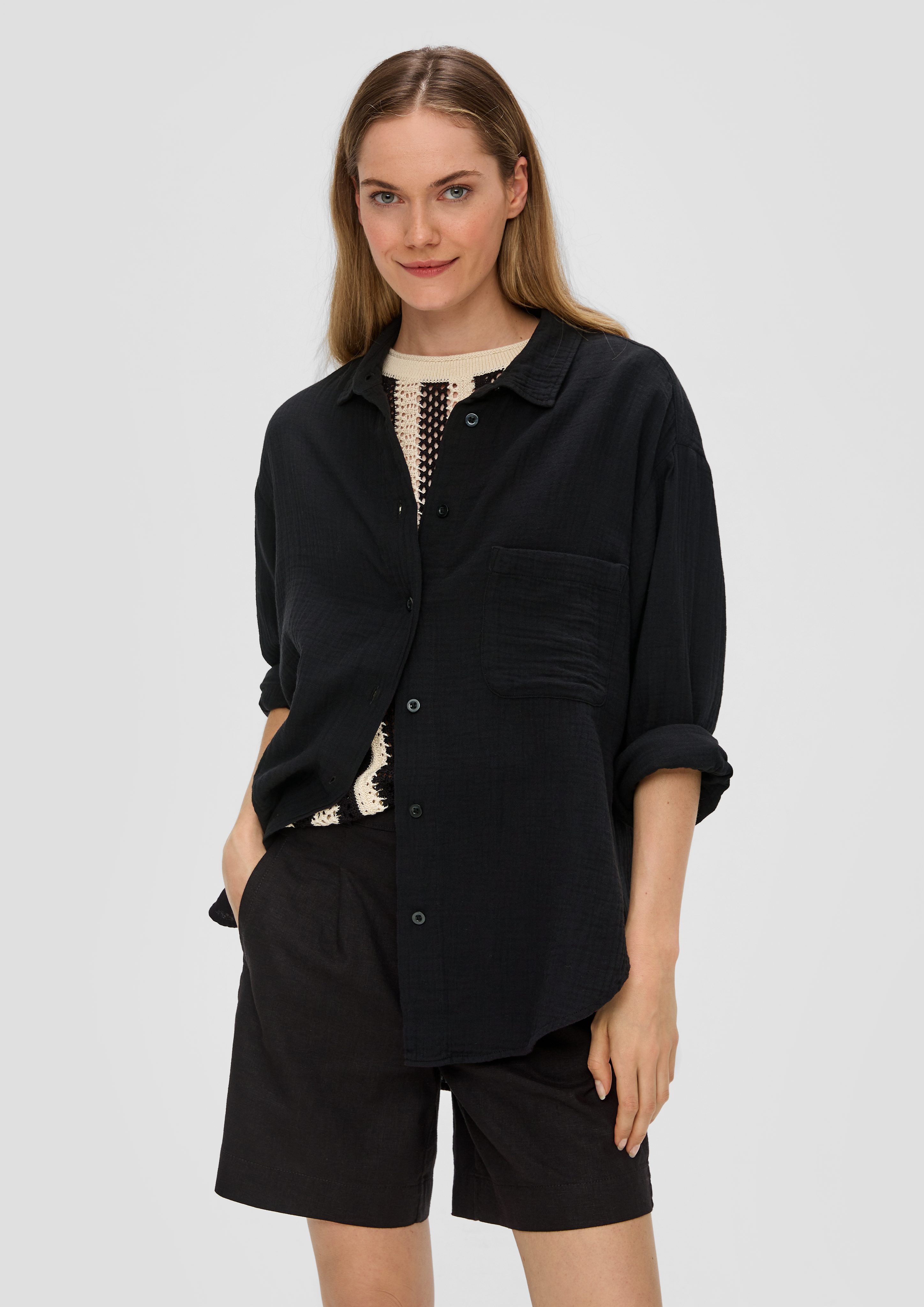 s.Oliver Langarmbluse Musselinbluse im Oversized Fit günstig online kaufen