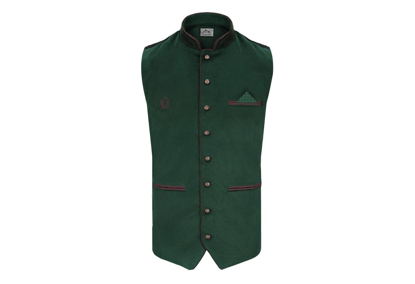 Steigenhöfer Manufaktur Trachtenweste Herren in Samtoptik - Verstellbarer Rückenriegel - Tiefe Taschen Traditionelle Kugelknöpfe - Einstecktuch - Für Oktoberfest Outfit