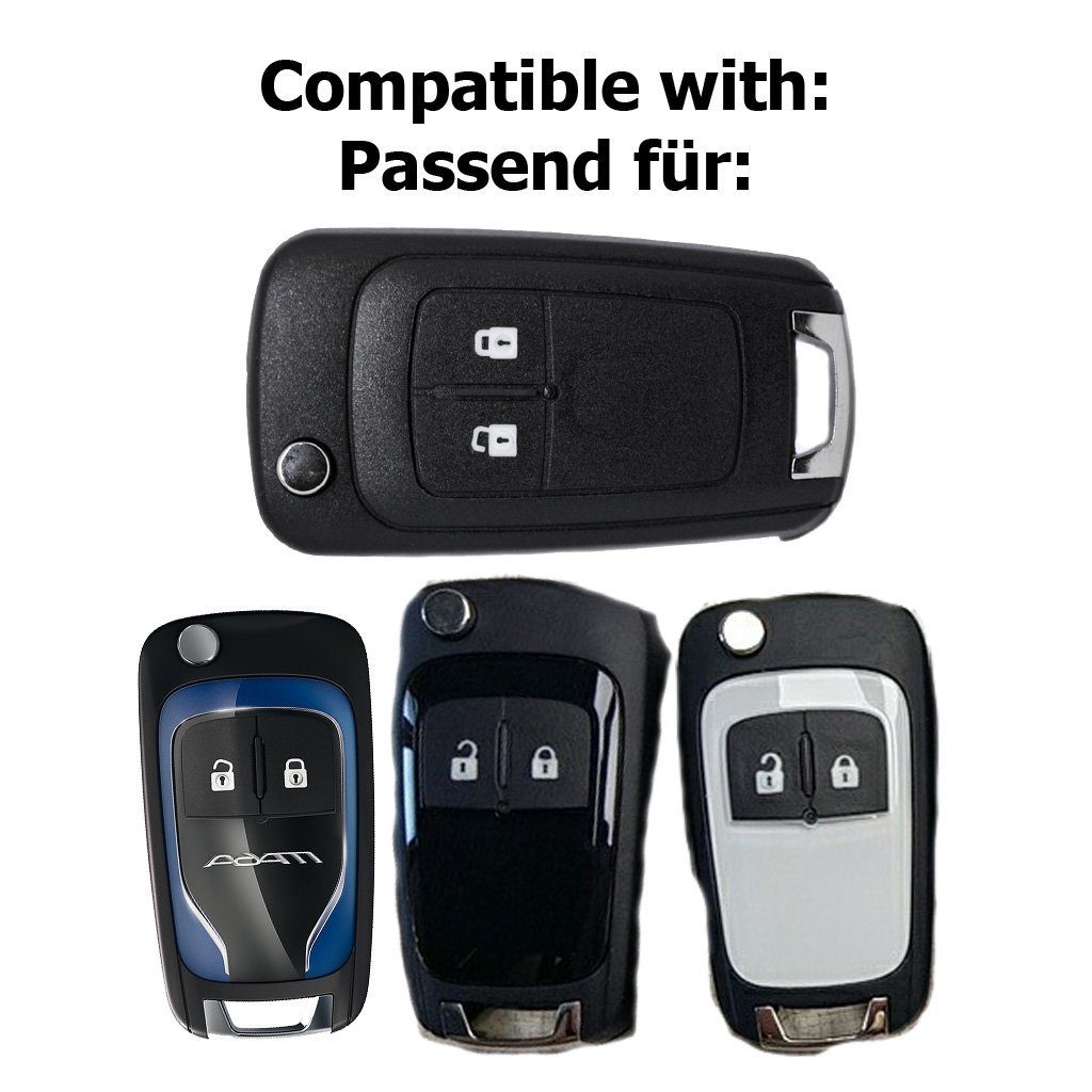 mt-key Schlüsseltasche Autoschlüssel Softcase Silikon Schutzhülle Grau, Opel Chevrolet ab 2008 2 Tasten Klappschlüssel – Bild 3 von 3