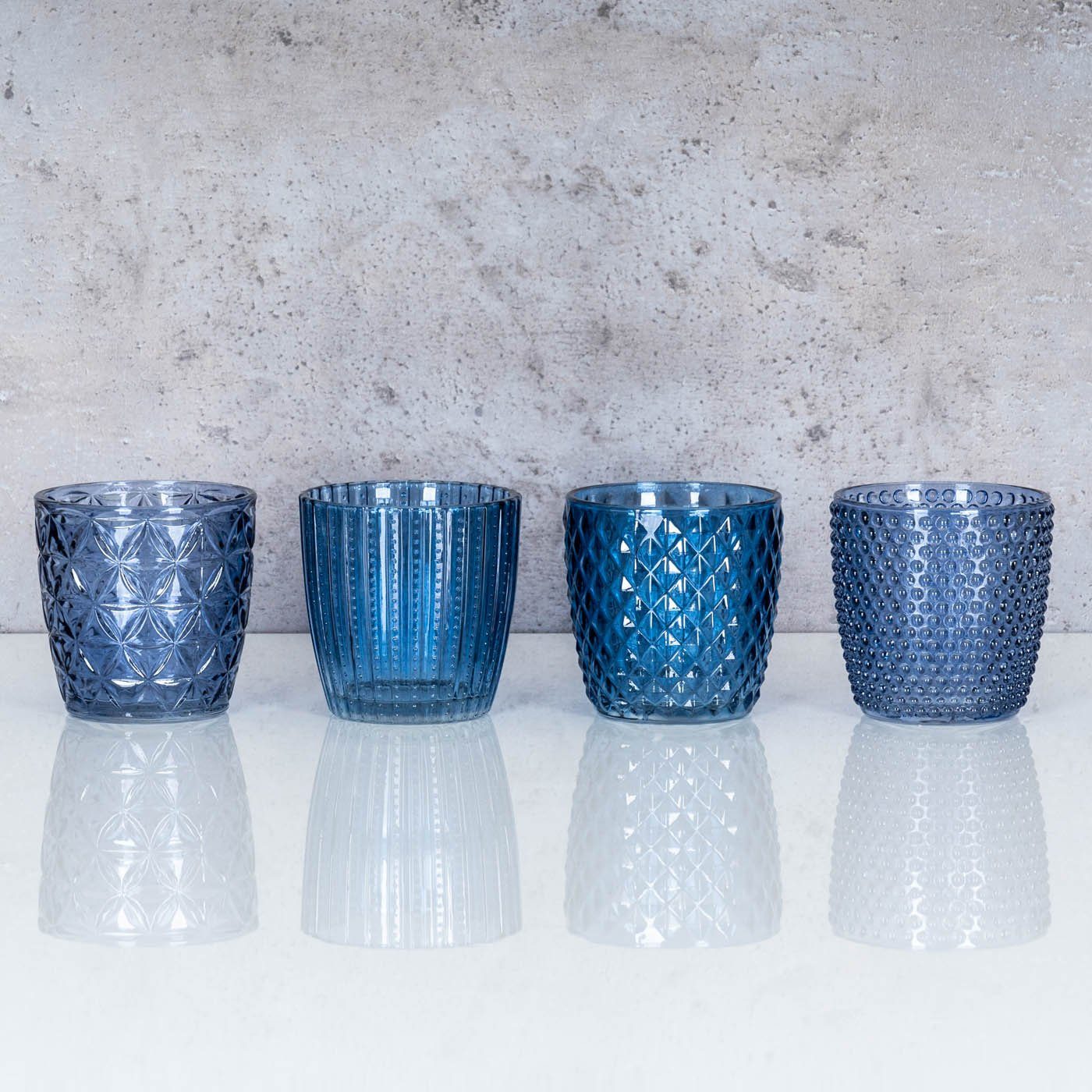 Levandeo® Teelichthalter, 8er Set Windlicht H7,5cm Glas Blau Teelichthalter günstig online kaufen