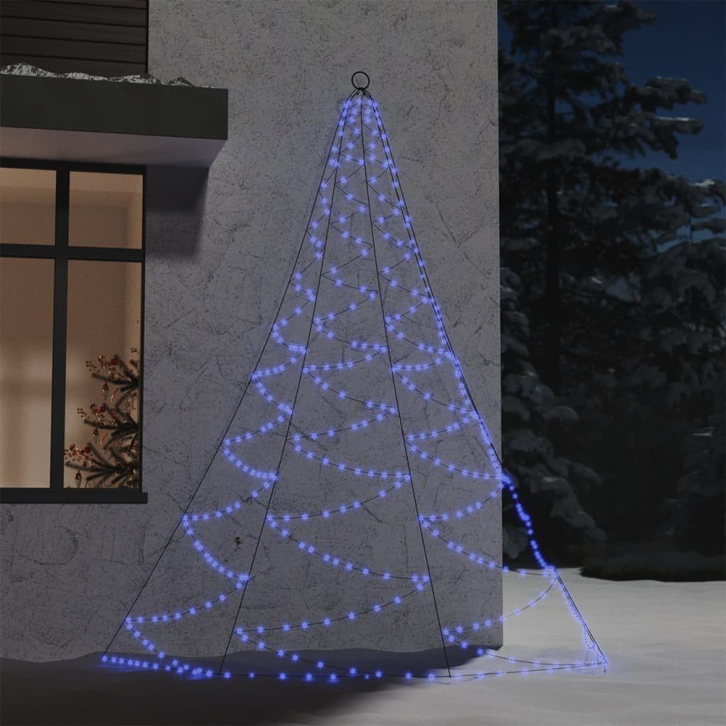 vidaXL Lichterschlauch Weihnachtsbaum an der Wand mit Metallhaken 260 LED Blau 3 m