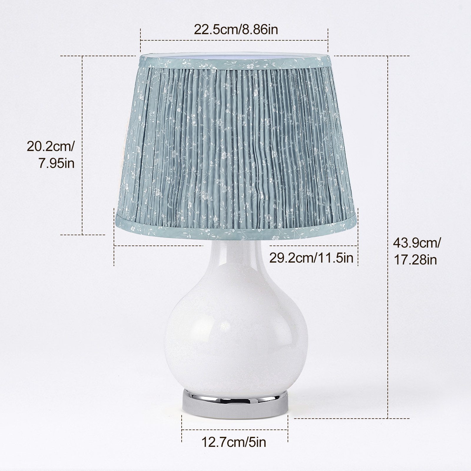 Tukrool Nachttischlampe Plissierte Glas-Tischleuchte mit graublauem günstig online kaufen