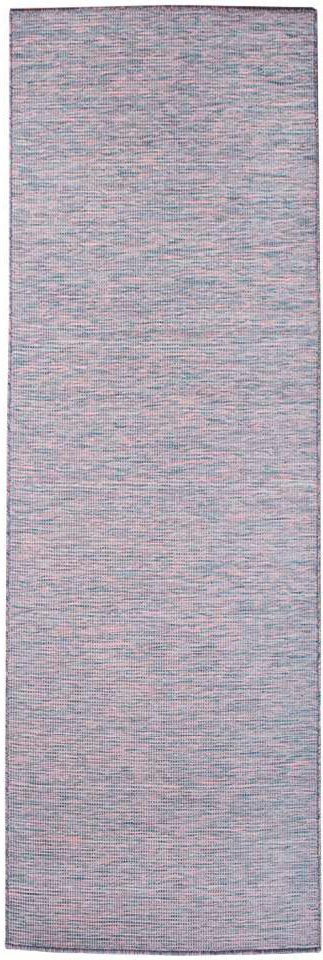 Läufer Palm, Carpet flach blau/pink gewebt 5 UV-beständig, Höhe: rechteckig, für Küche, City, & Wetterfest mm, Terrasse, Balkon