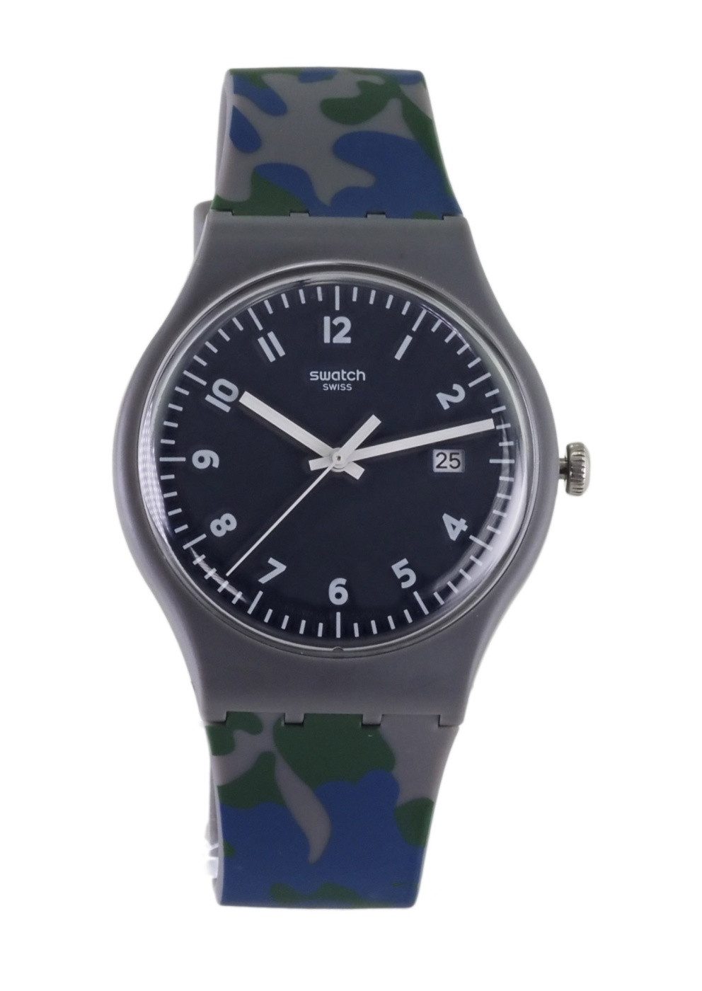 Swatch Quarzuhr Swatch Herren Quarz Uhr SUOM400 CAMOUGREEN X30, (Weiß)