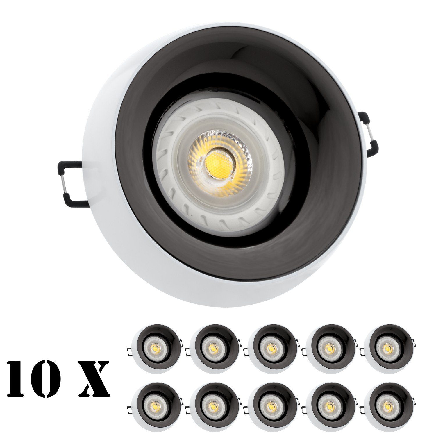 Einbaustrahler 10er LEDAN LED Set LEDANDO mit GU10 Einbaustrahler LED LED Markenstrahler von Weiß