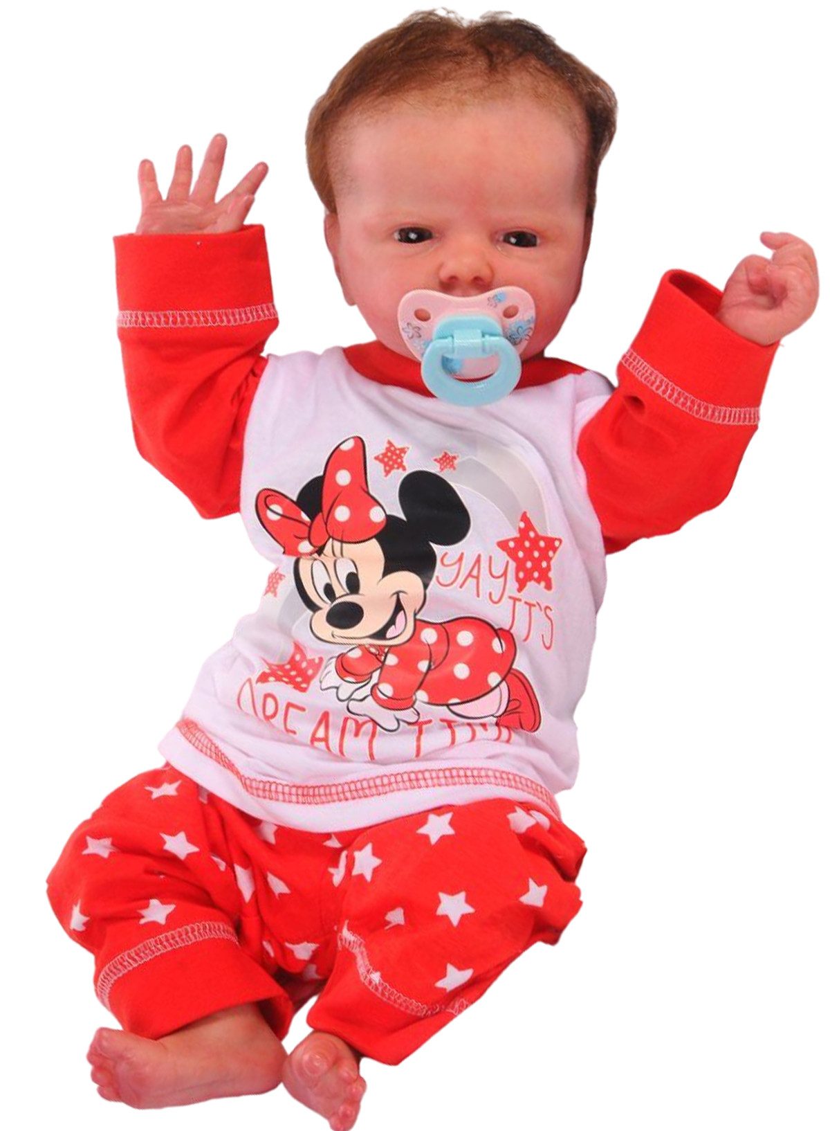 Pyjama Schlafanzug Langarmshirt Hose für Babys und Kleinkinder in Rot aus Baumwolle, 62 68 74 80 86 92 98 104 110