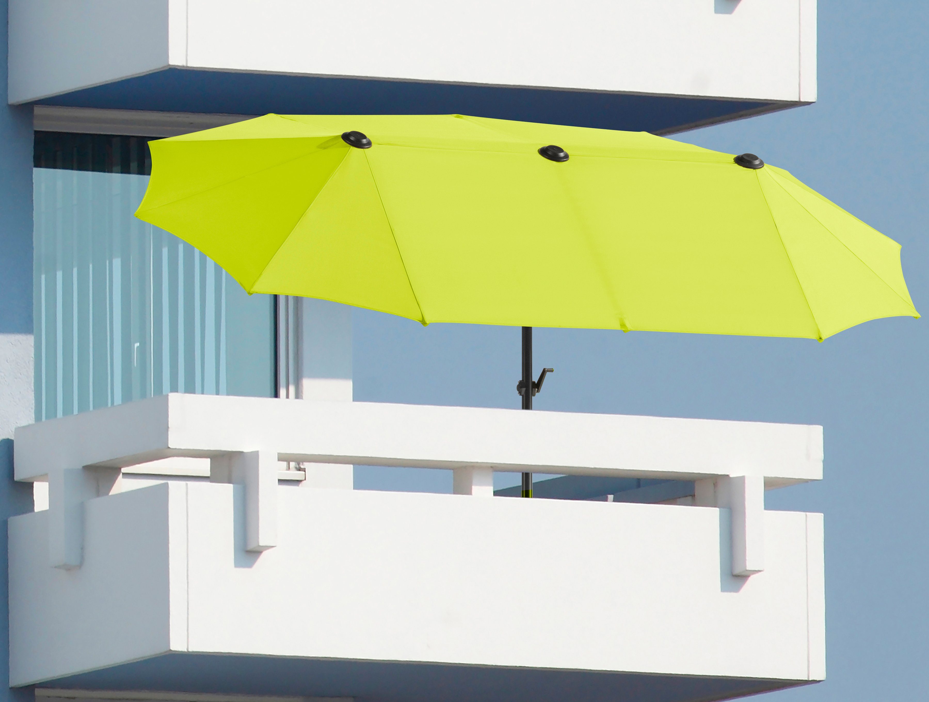 Schneider Balkonschirme Salerno 300 cmx 150 cm Apfelgrün mit Kurbelmechanik günstig online kaufen