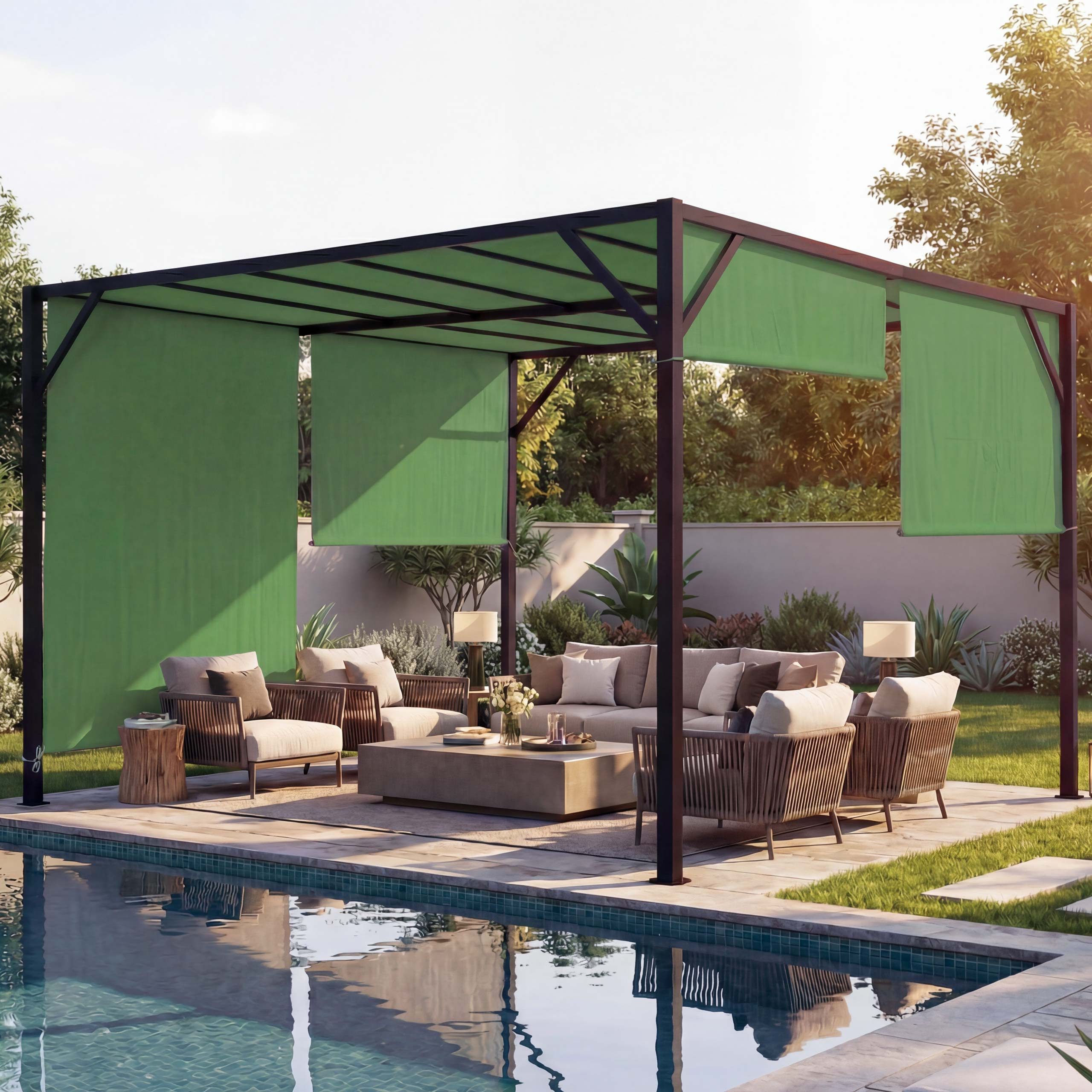 MCW Pergola Beja-3x4m, BxTxH: 305x405x212 cm, Mit Wasserablaufösen, Schiebedach regulierbar, UV-Schutz UV30+