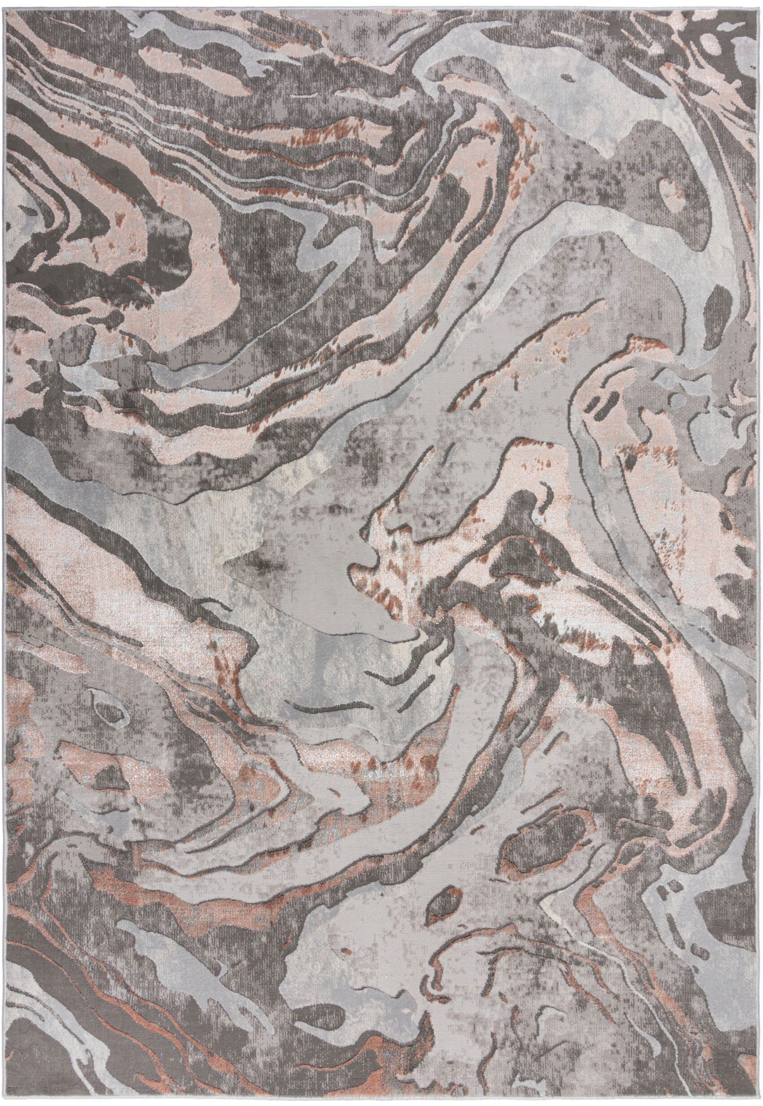 FLAIR RUGS Teppich Marbled, rechteckig, Höhe: 12 mm, dezenter Glanz, mehrfarbig, modernes Marmor-Design