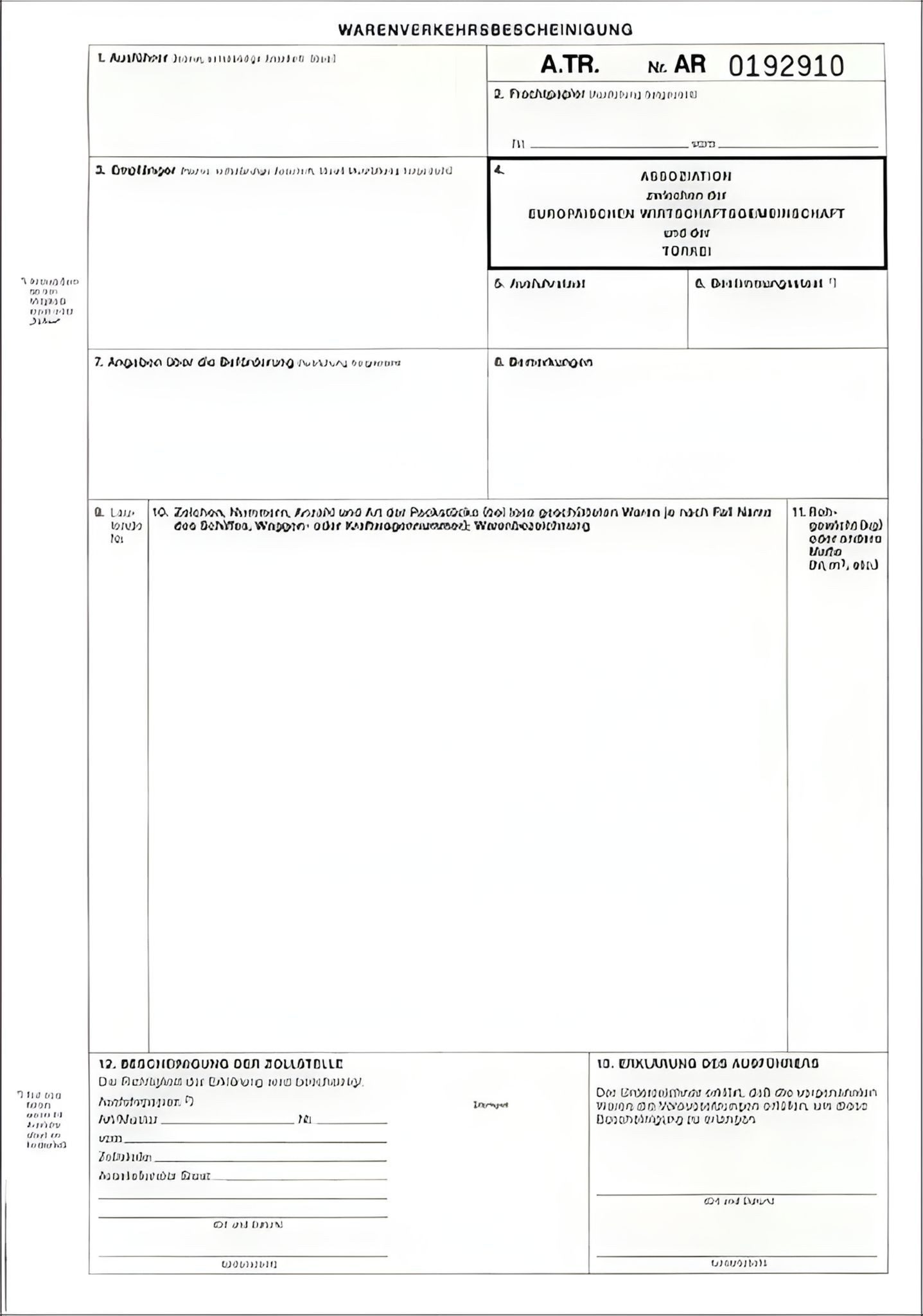 RNK Formularblock RNK Warenverkehrsbescheinigung A.TR. zum manuellen Ausfüllen - SD, 1