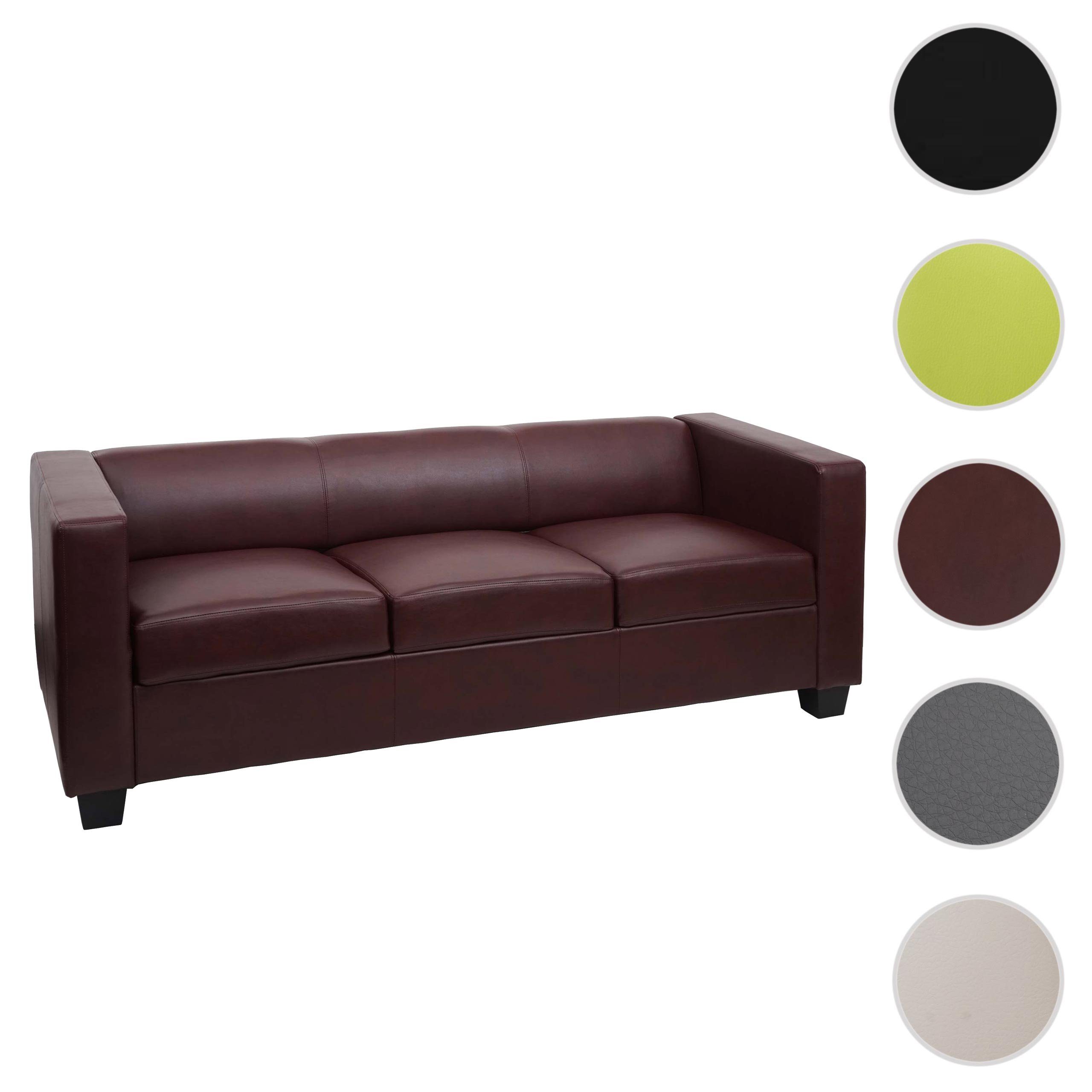 MCW Lille-S-K-3, rot-braun 3-Sitzer, Lounge-Stil, Kanten Sitzpolsterung, | bequeme Abgerundete 3-Sitzer rot-braun