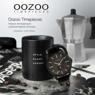 OOZOO Quarzuhr Oozoo Unisex Armbanduhr Timepieces Analog, (Analoguhr), Herren, Damenuhr rund, extra groß (ca. 48mm) Lederarmband schwarz
