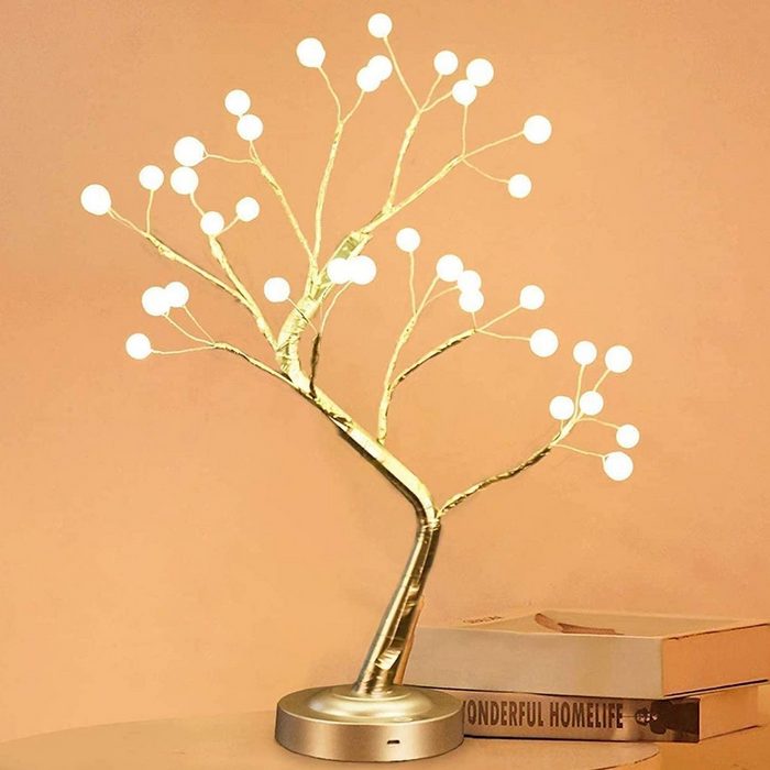 Oneid LED Baum 36 LED Perlen Lichterbaum Bonsai Blüten Licht USB/Batteriebetrieben