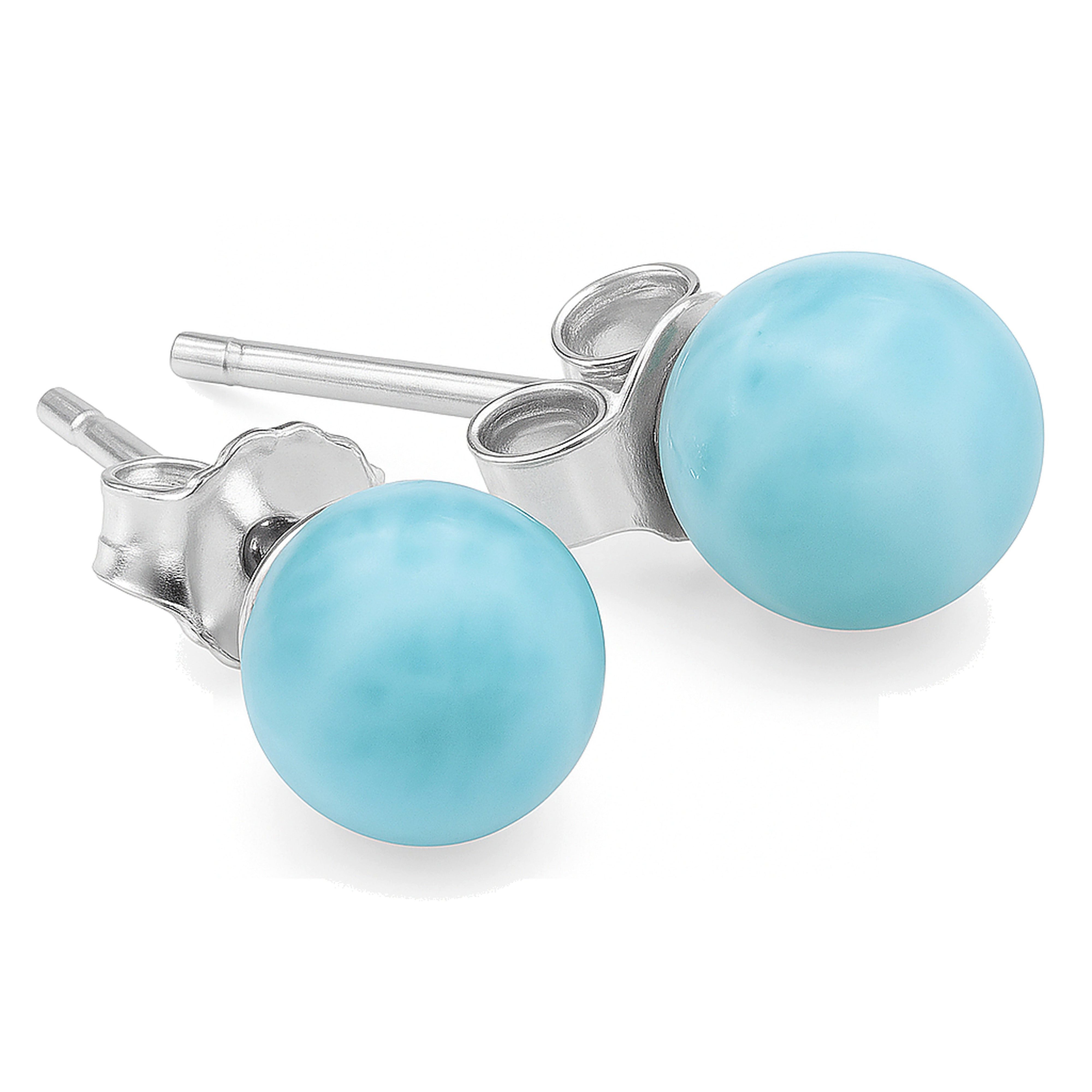 Lebensquelle Plus Einhänger für Ohrschmuck Larimar Ohrstecker 6 mm, 925er Silber