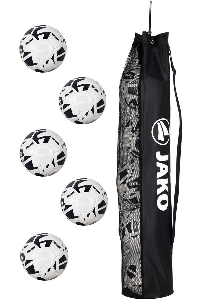 Jako Fußball 5er-Set Trainingsball Contrast mit passendem Ballnetz
