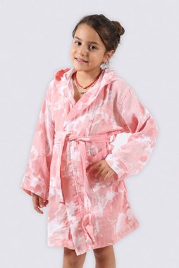 Ecocotton Kinderbademantel Kinder Bademantel ROSA aus 100% Bio Baumwoll-Musselin, Knielang, Baumwolle (Bio- GOTS-zertifiziert)