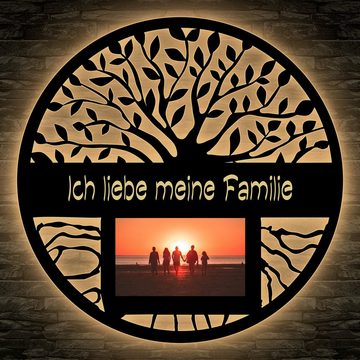 LEON FOLIEN Dekofigur Familienbaum Lebensbaum mit Bilderrahmen Schwarz#63