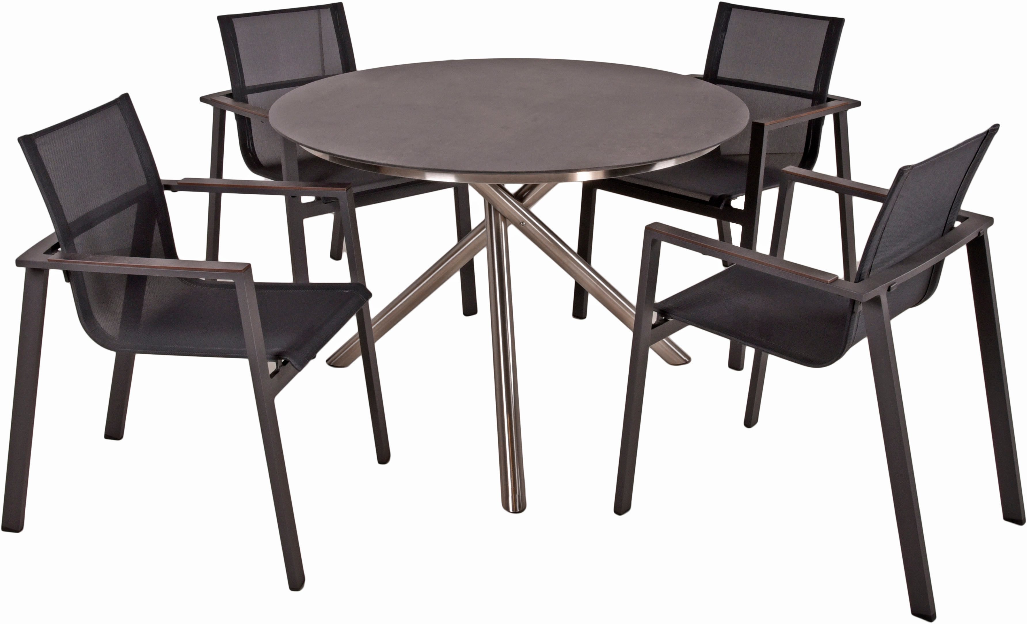 Garden Pleasure Garten-Essgruppe, Tischgruppe »SOPHIA«, (Set, 5-tlg), 4 Stühle (stapelbar), Tisch Ø110 cm