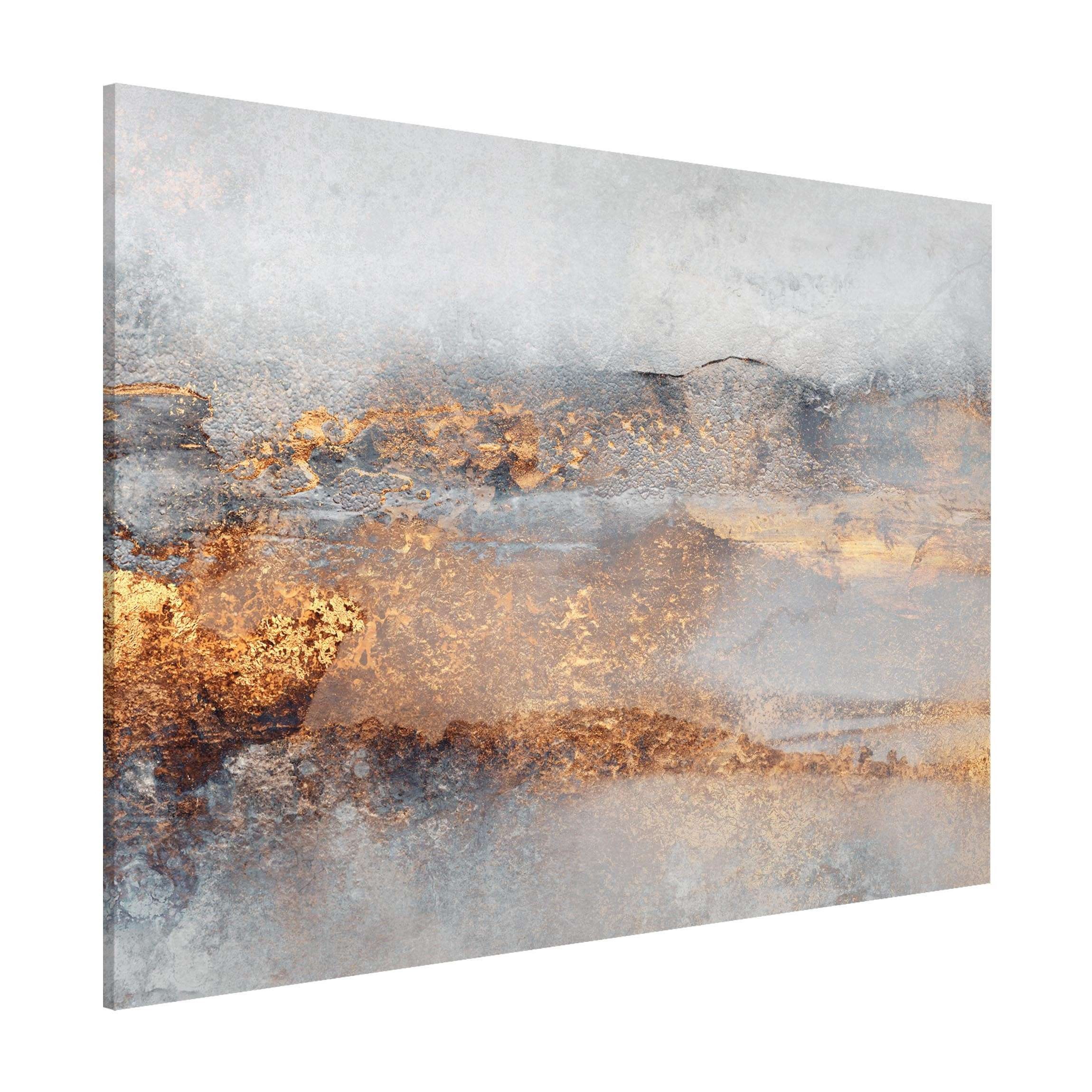 Bilderdepot24 Magnettafel Küche grau Gold-Grauer Nebel, (1-tlg., Magnetboard Pinnwand für die Wand - metallische Tafel für Magnete), Magnetwand groß mit Motiv Büro Memoboard magnetisch Hochformat