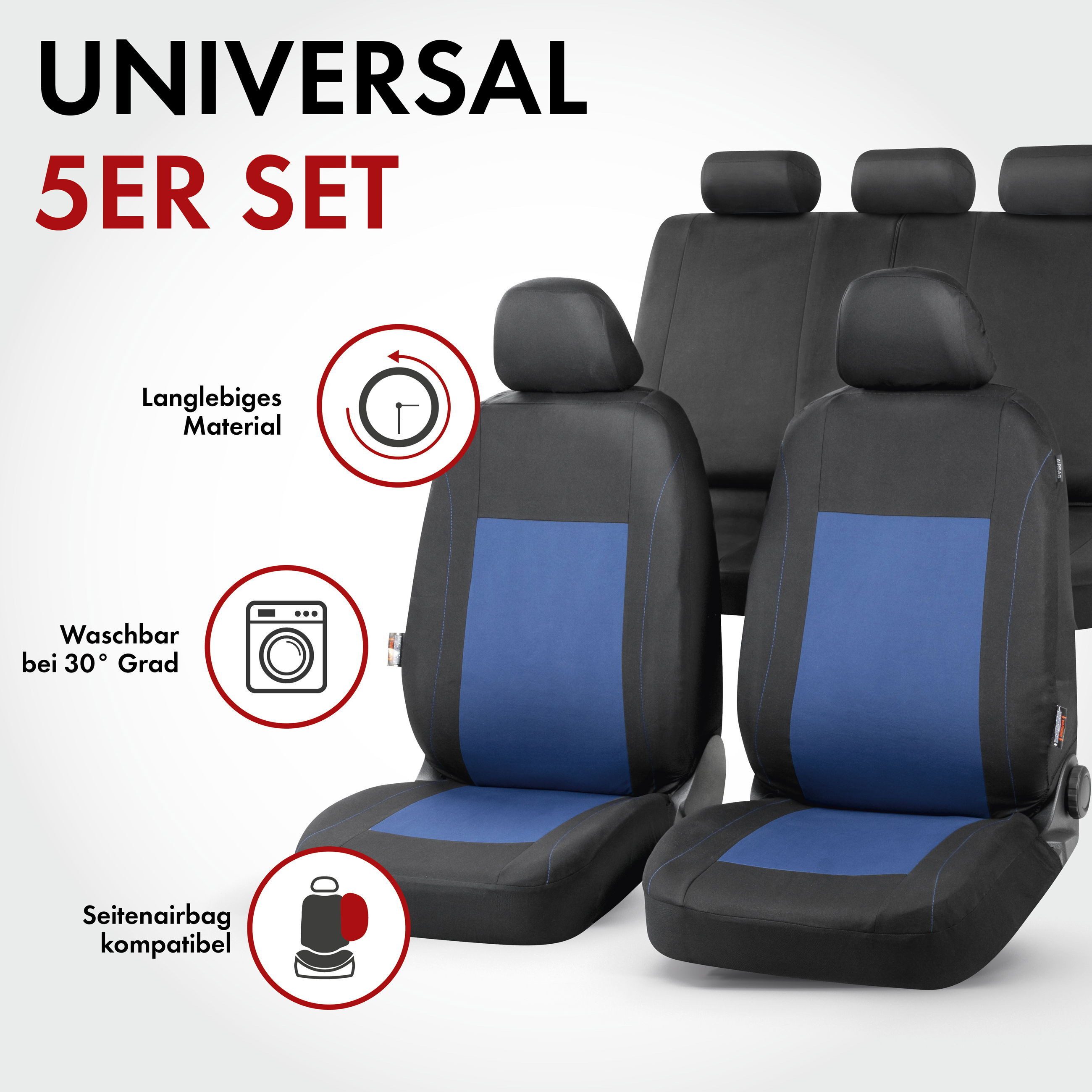 CarComfort Autositzbezug Autositzbezug Sandray, 2 Vordersitzbezüge 2tlg, 1 Rücksitzbezug 3tlg, 5 Kopfstützenbezüge, 12-tlg.
