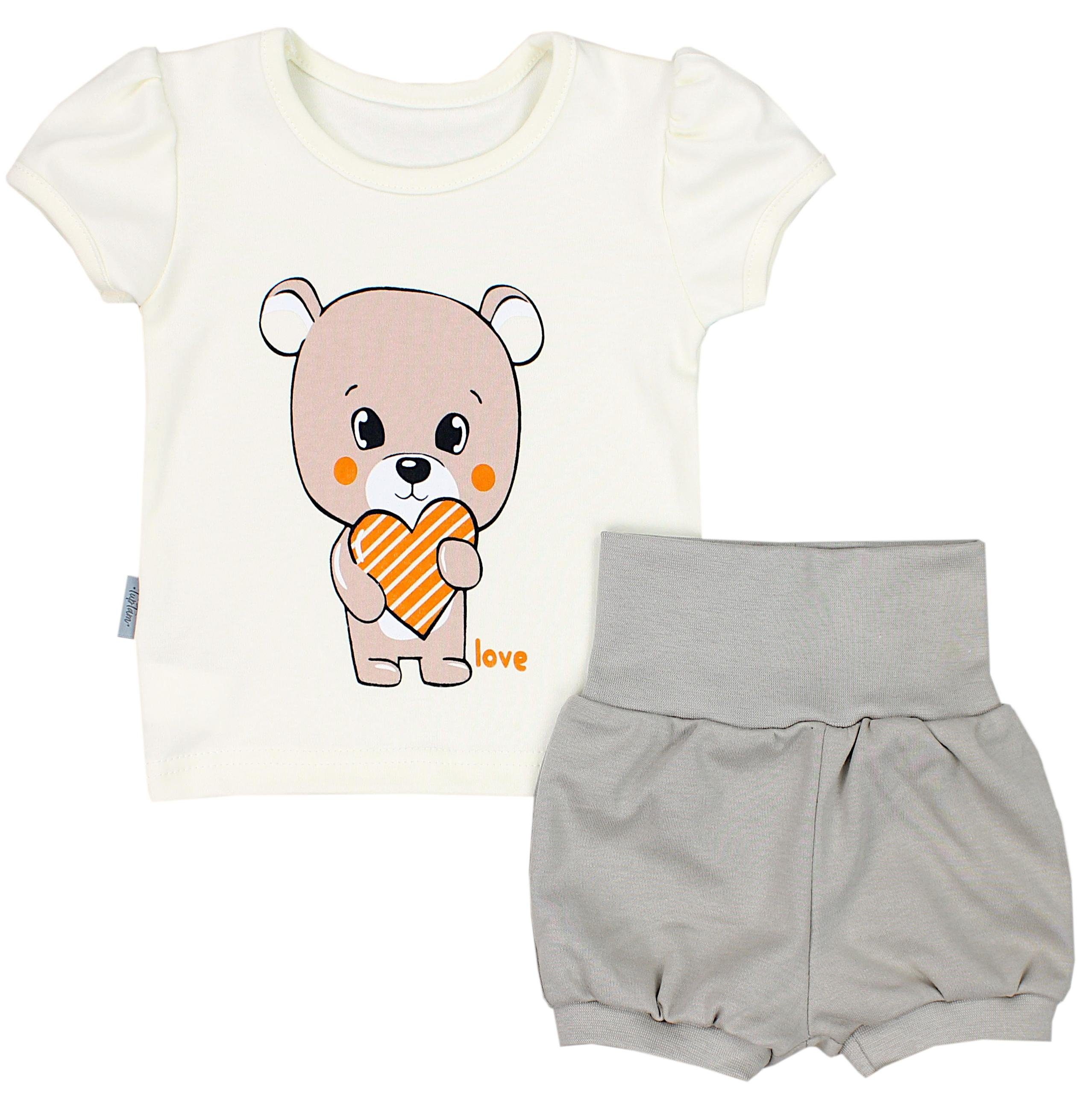 TupTam Shirt & Hose TupTam Mädchen Sommer Bekleidung Teddy Beige Ecri Set Love T-Shirt Baby Shorts