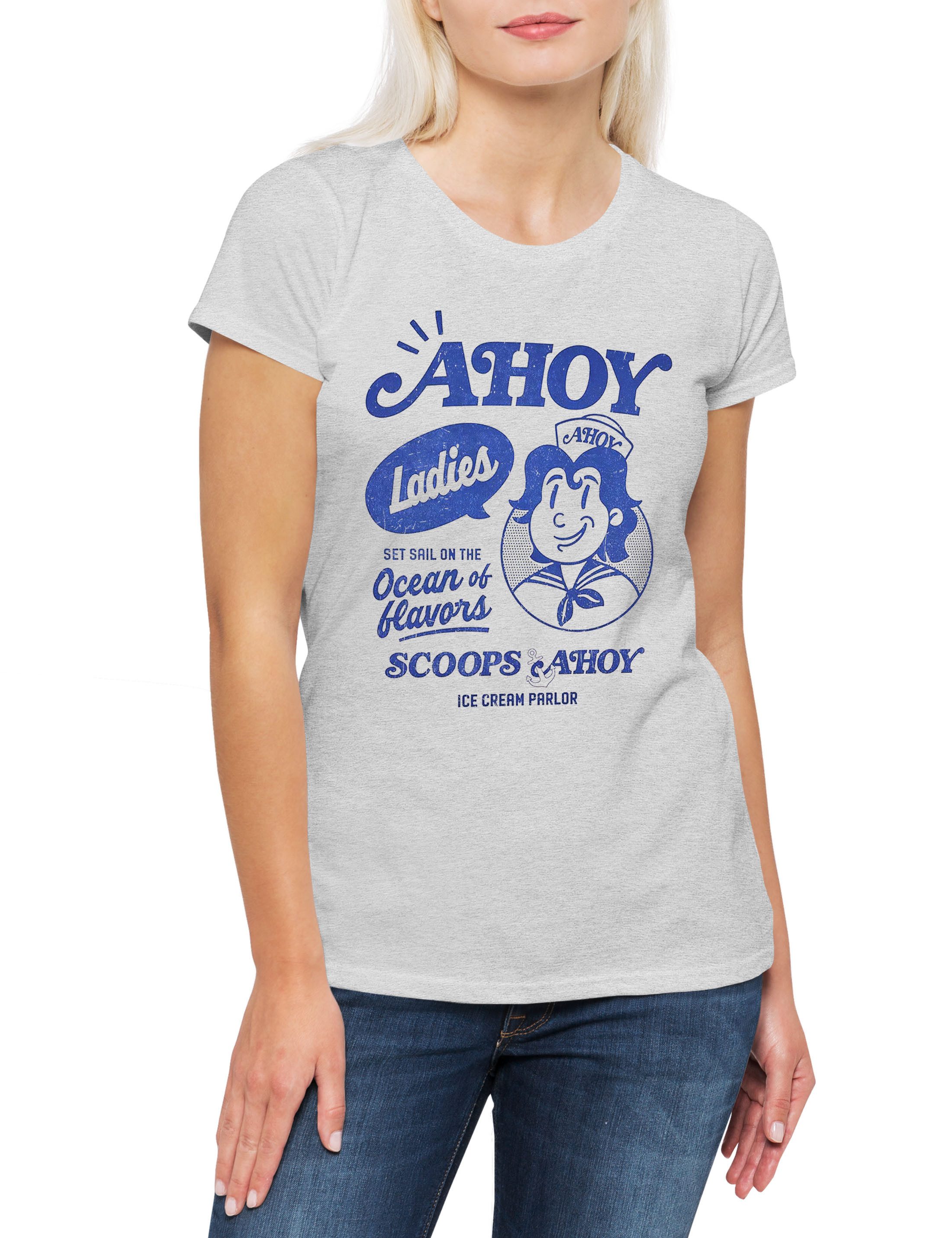 Print-Shirt Scoops Ahoy Damen T-Shirt Things Eleven 80s Eighties Stranger Horror