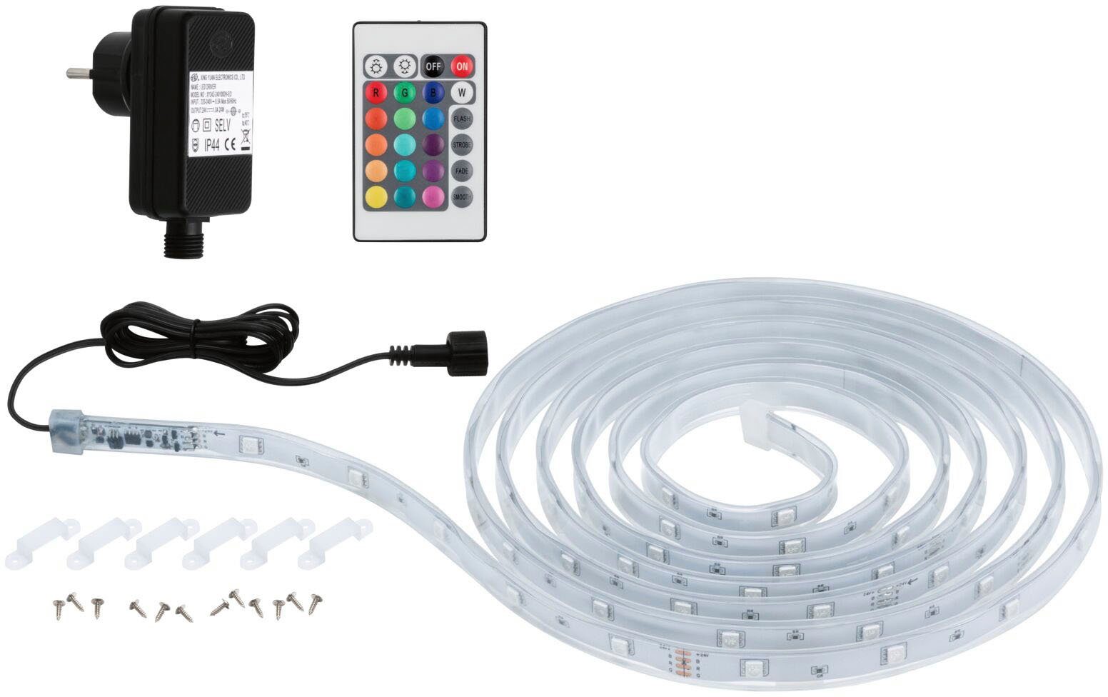 beschichtet, RGB Basisset Paulmann 3m Outdoor SimpLED LED-Streifen 1-flammig 52lm/m 8,5W IP44