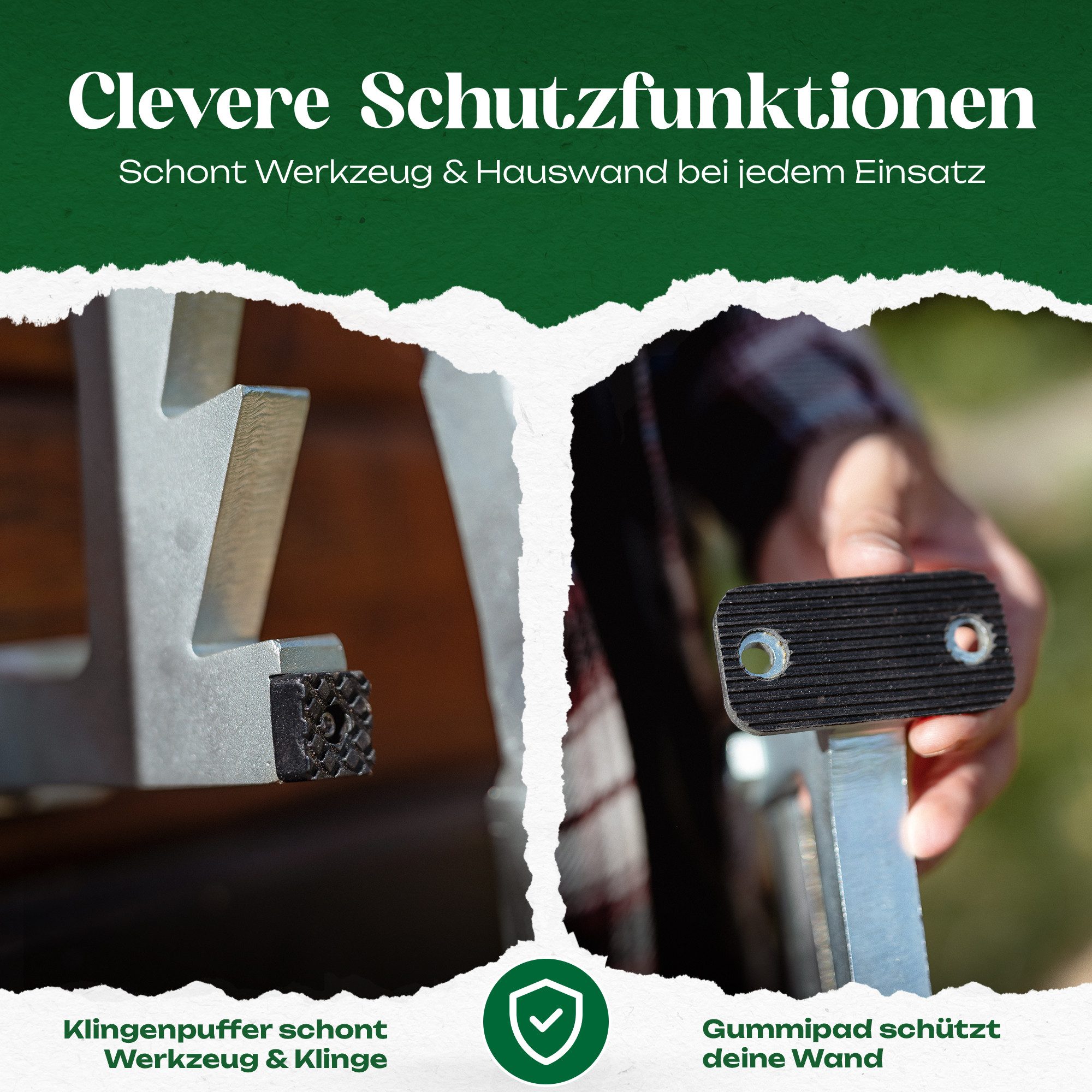 FORSTIX® Holzspalter manuell [Wandmontage] mechanischer Handholzspalter Spanmesser, Spaltgutlänge bis 34 cm, (Packung), Kaltverzinkter Stahl, Doppelgriff, Wandmontage