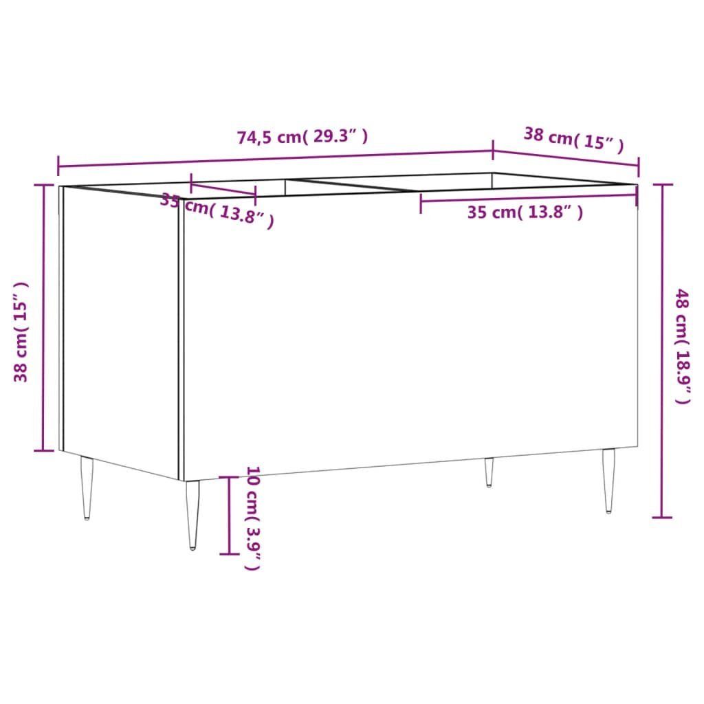 Sonoma 1-tlg. Plattenschrank Media-Regal Grau Holzwerkstoff, vidaXL cm 74,5x38x48