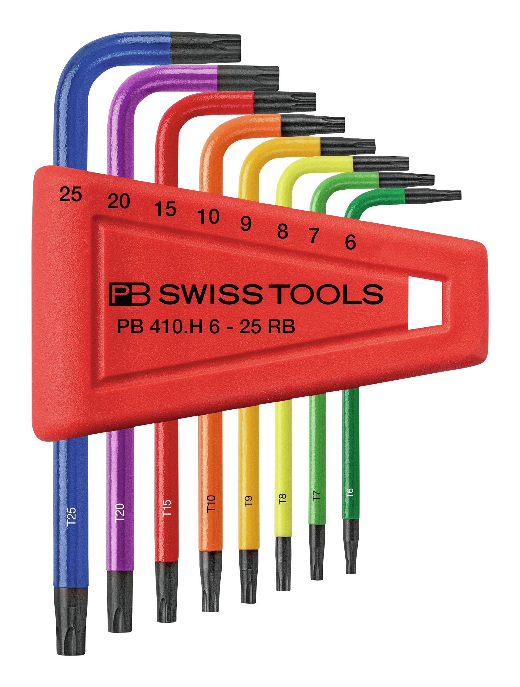PB Swisstools Schraubendreher, (8 St), Winkelschraubendreher-Satz im Kunststoffhalter T6-T25 Rainbow